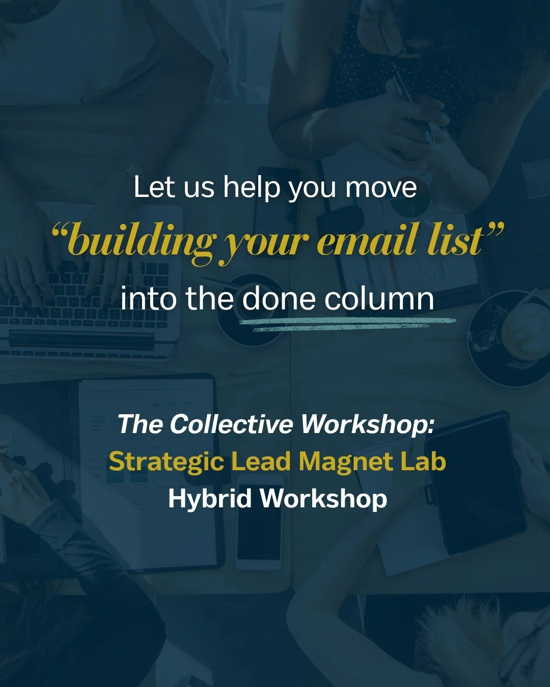 Growing your email list is a quarterly discipline.

A strong lead magnet is one of the most strategic ways to do it.

Inside the Strategic Lead Magnet Lab, we&rsquo;ll move from idea &rarr; alignment &rarr; execution.

Because clarity happens faster 