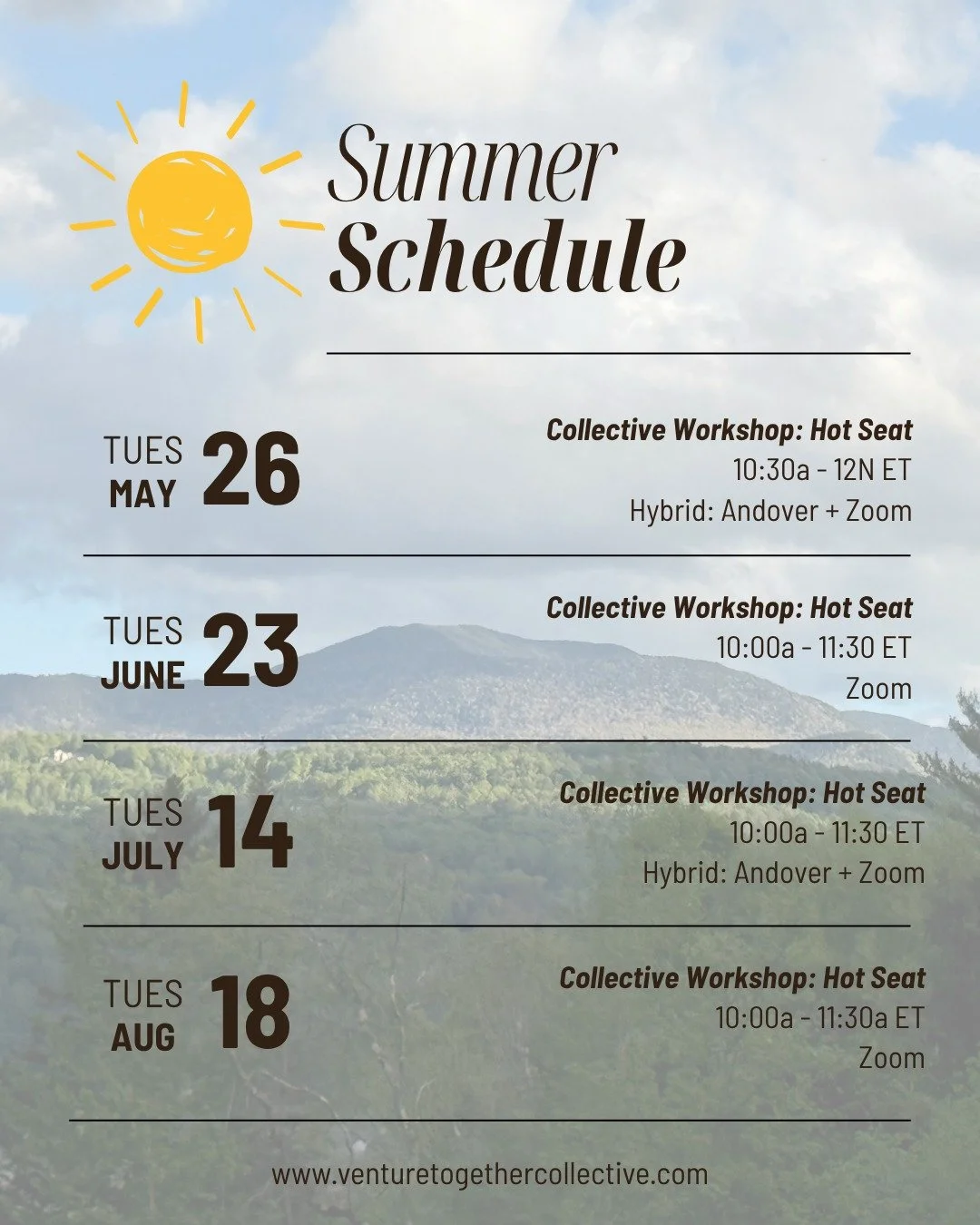 Since we just kicked off summer with Labor Day weekend, it felt like the perfect time to share the Venture Together summer schedule ☀️

Every year I head into summer thinking about all I&rsquo;m going to get done&hellip; and every year I&rsquo;m humb