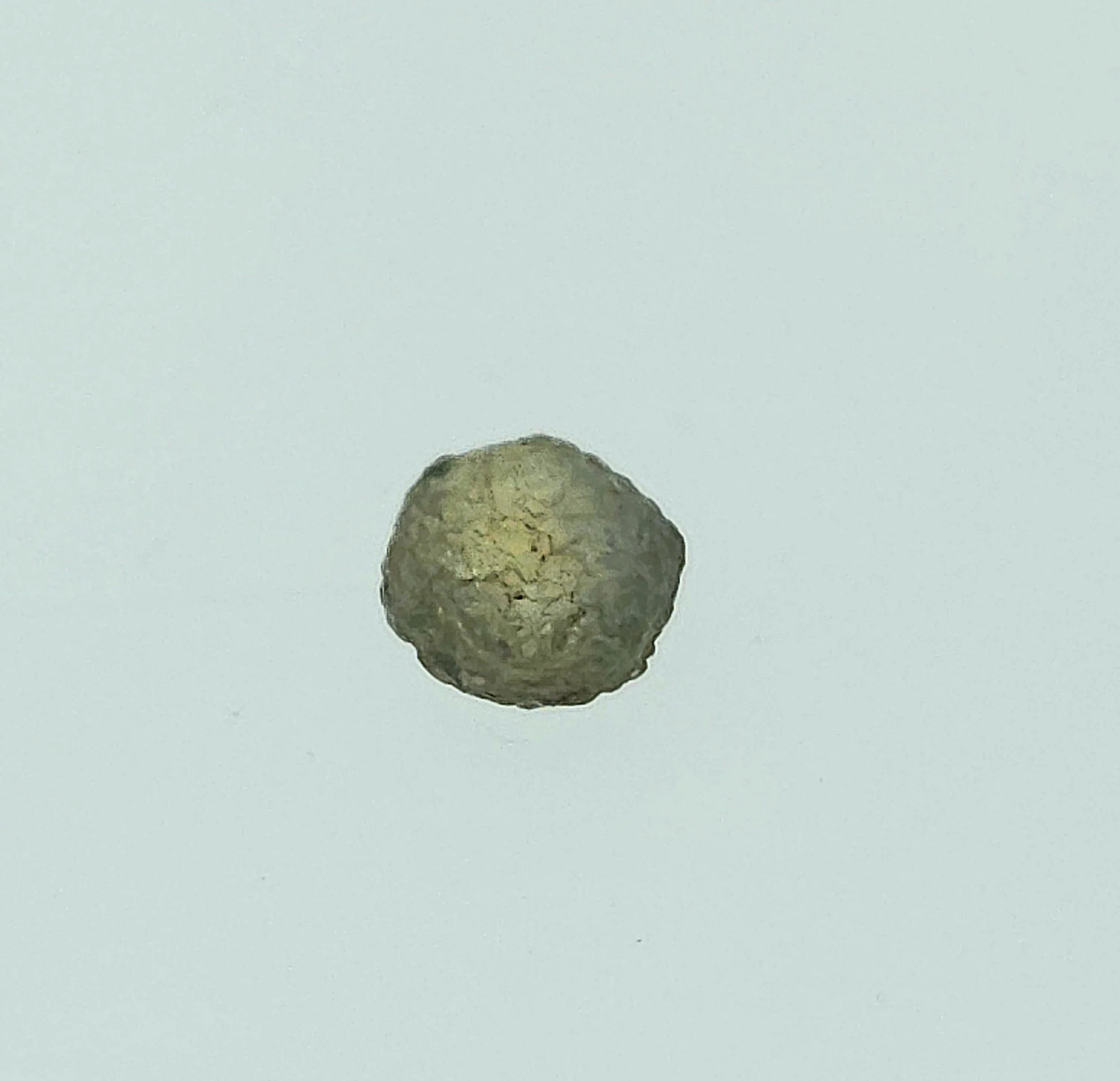 Close-up of a rough Montana Sapphire on a light table.