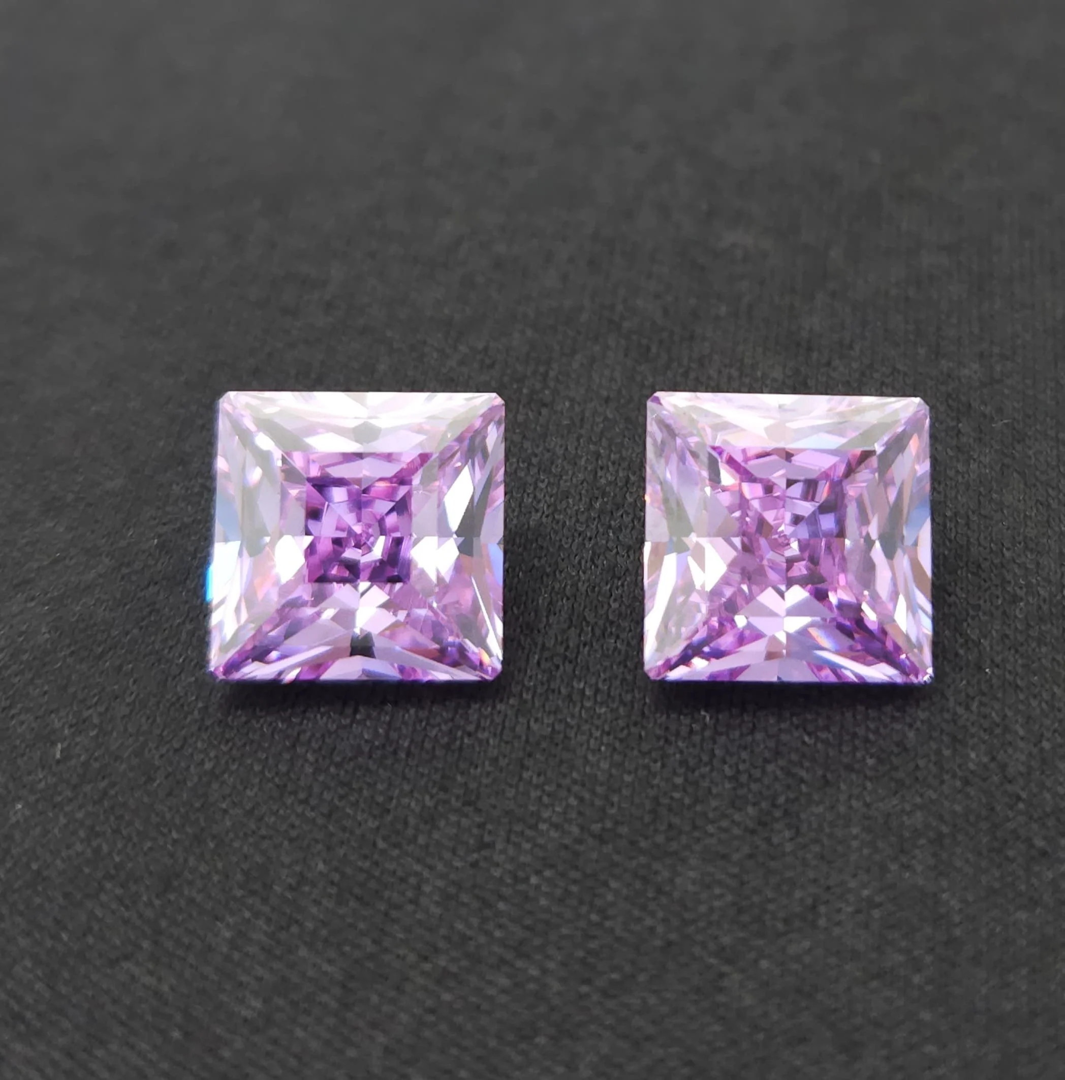 Custom Precision Faceted Purple Cubic Zirconia Pair - 18.8ct #130-131