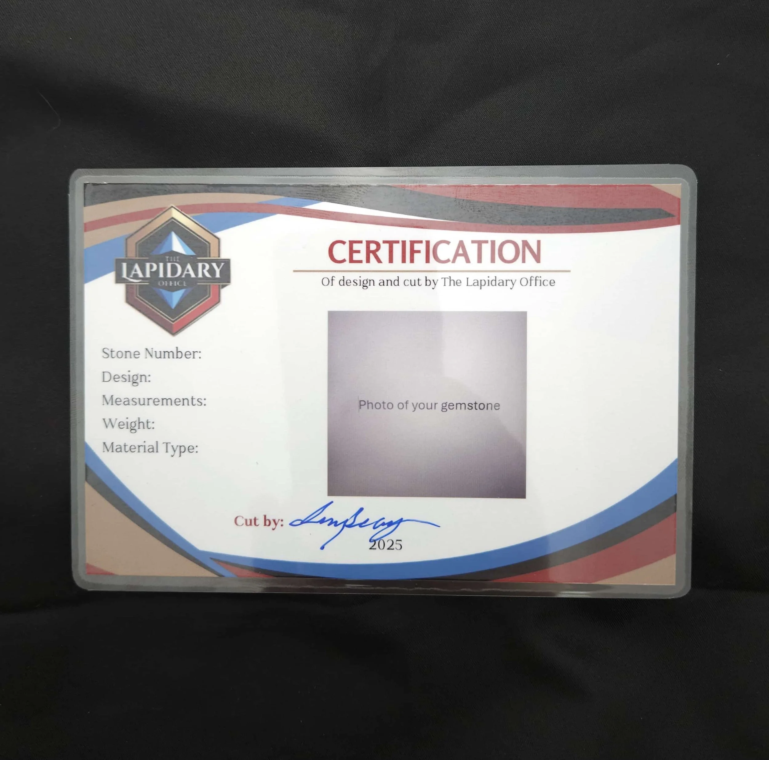 The Lapidary Office Artist Certification Card