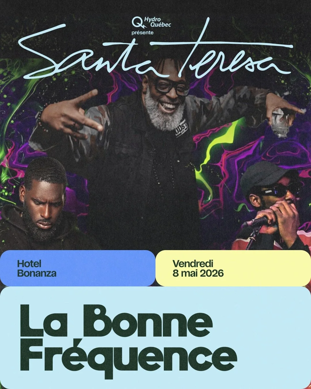 le santa teresa est en ville ⚡️
pis &ccedil;a passe aussi par le bonanza

vendredi 8 mai
&rarr; la bonne fr&eacute;quence 

samedi 9 mai
&rarr; dj rip pop mutant 

karaok&eacute; d&egrave;s 20:00 vendredi &amp; samedi

tu sais jamais qui peut d&eacut