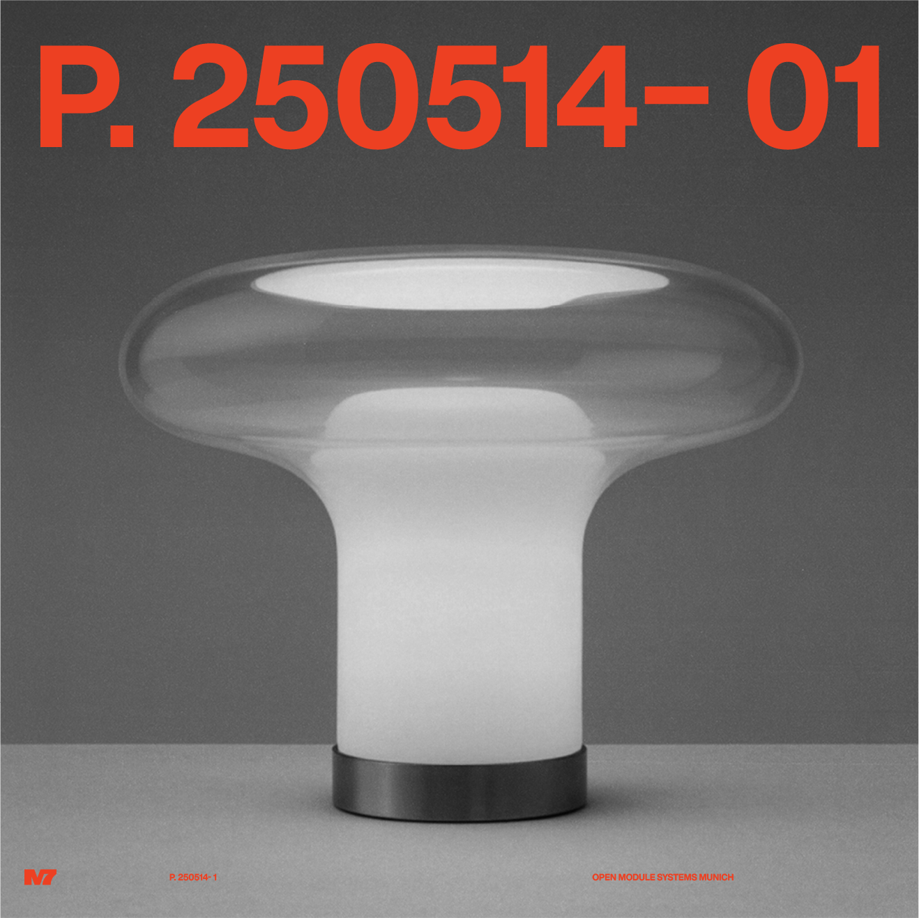 Schwarz-weiße Abbildung eines modulares Lichtsystems mit rotem Text im oberen Bereich. Darunter ein modulhaftes Lichtdesign. Weitere rote Beschriftungen am unteren Rand inklusive Logo und Produktdetails.