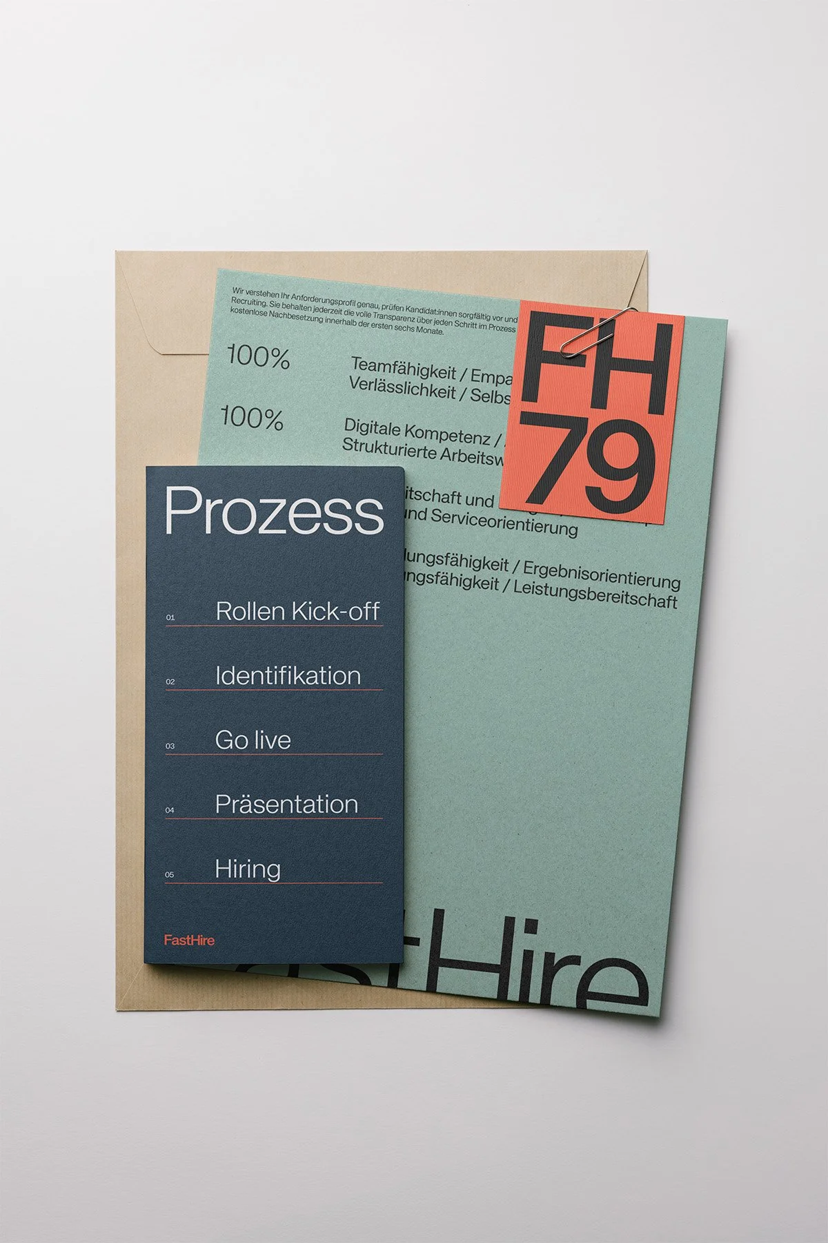 Bewerbungsunterlagen mit Bewerbungsprozess und Lebenslauf auf einem weißen Hintergrund.