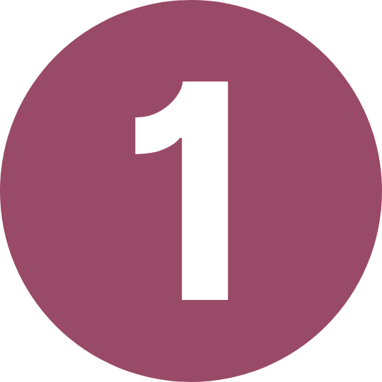 Number one symbol inside a maroon circle