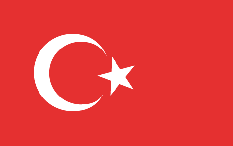 The flag of Turkey, featuring a red background with a white star and crescent moon.