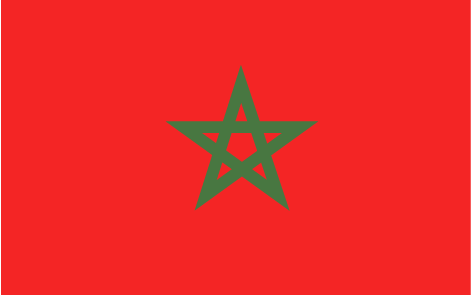Flag of Morocco with a red background and a green pentagram star in the center.