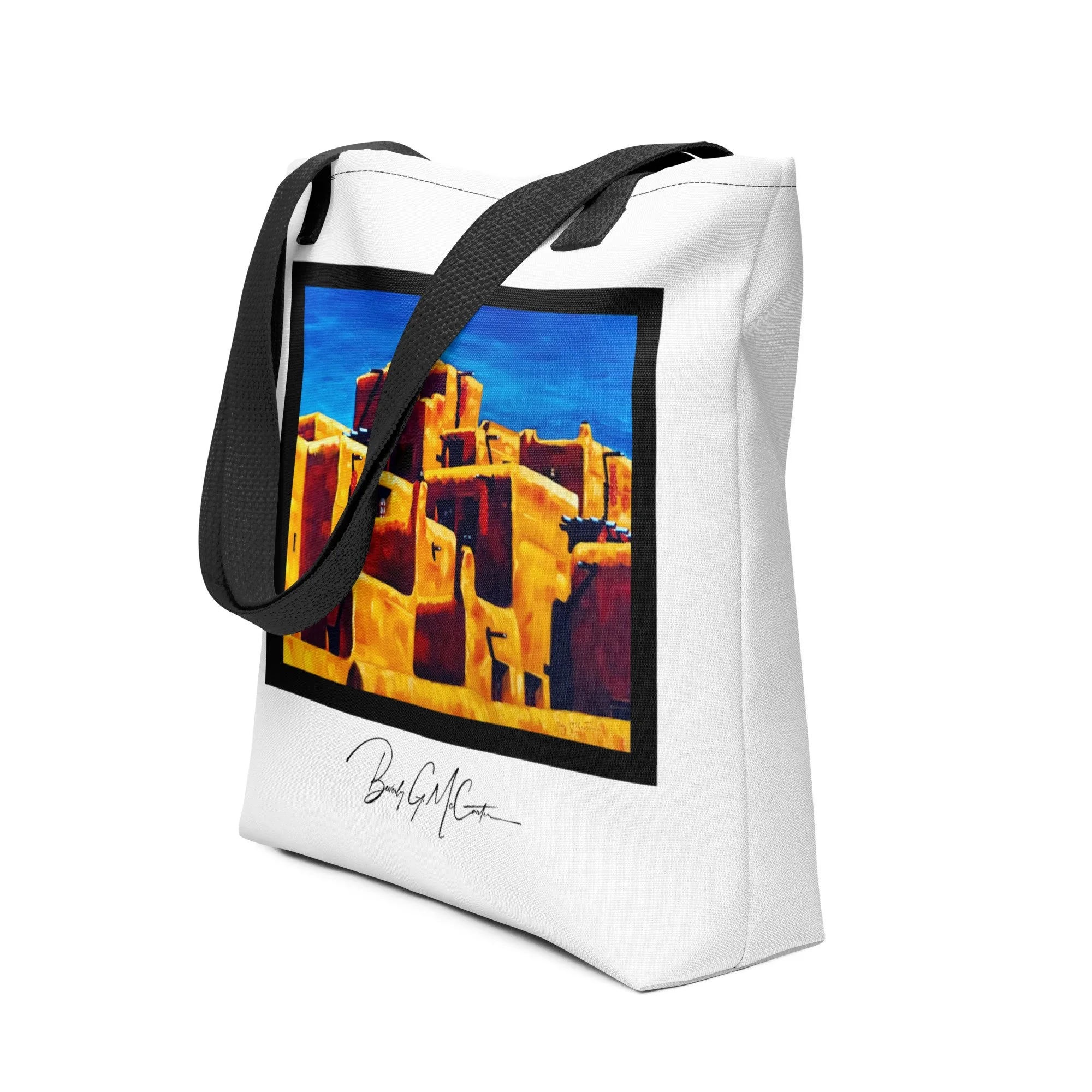 Polyester tote bag with The Peppers oil painting print by Beverly G. McCarter —an enduring celebration of culture and belonging.