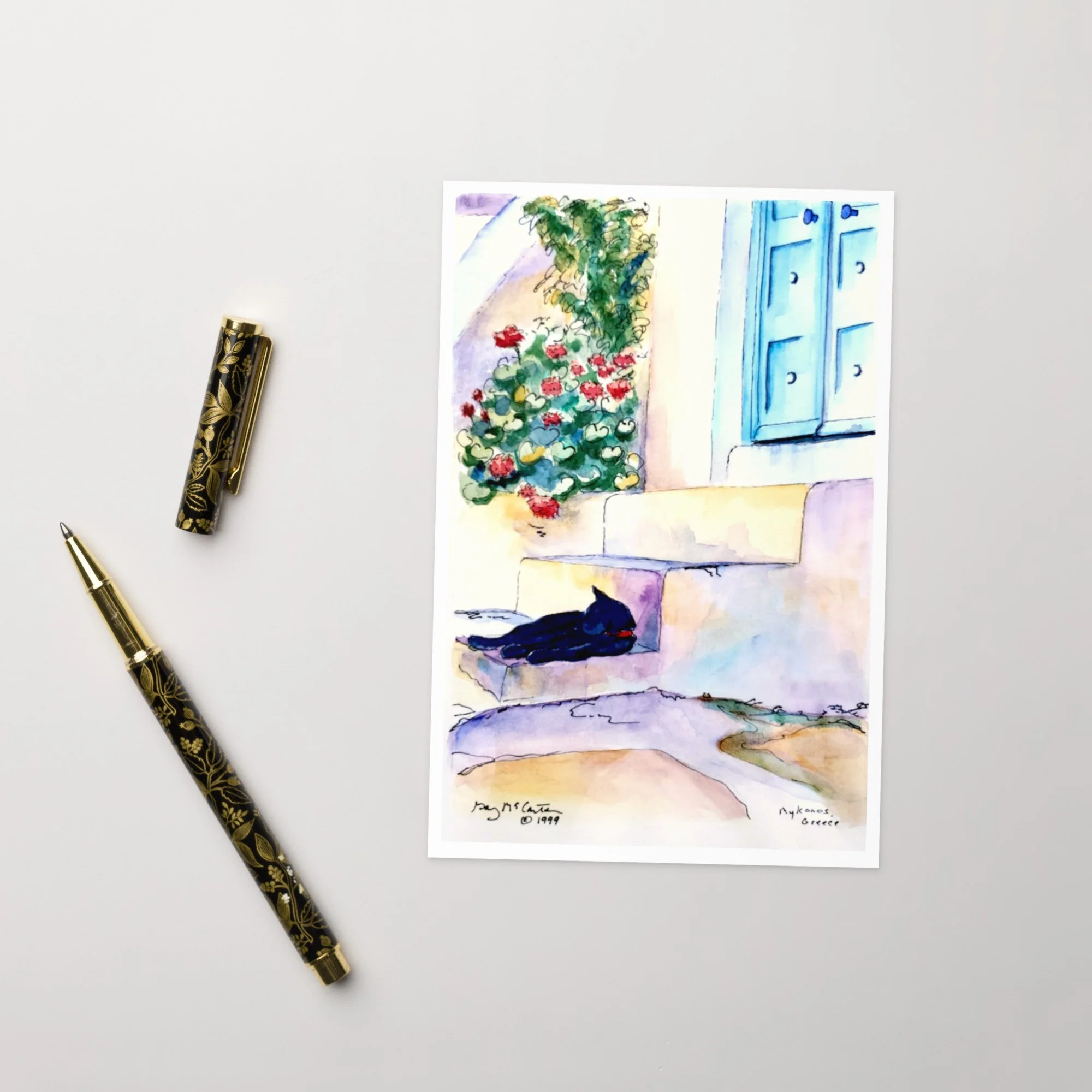 “Greek Island Cat” - Fine Art Note Cards