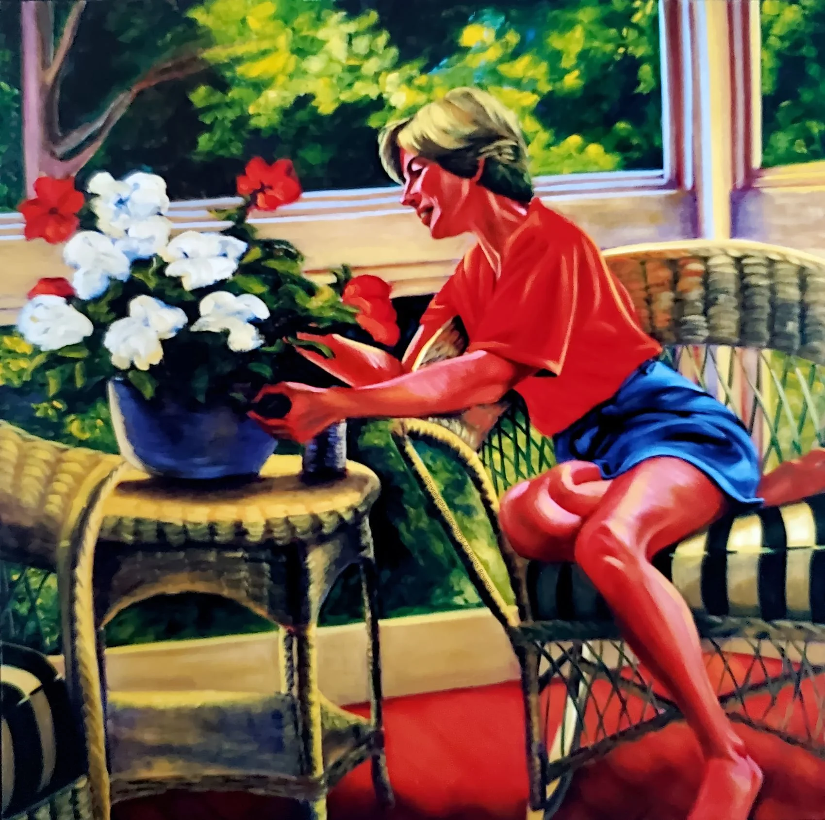 Inner Light - Vibrant Floral Figurative Painting by Beverly McCarter Illuminating Personal Growth