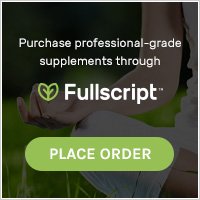 Advertisement for Fullscript promoting professional-grade supplements with a green 'Place Order' button.