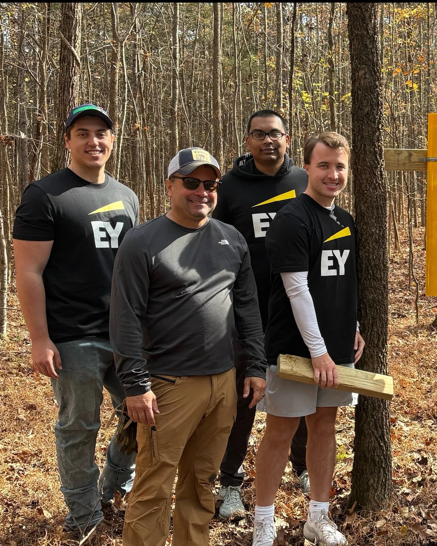 Last Friday Kids Rein hosted an EY Connect Day on the farm. Volunteers helped paint our arena fence, clean up the sensory trail in the woods, do a few barn chores, and install our brand new colorful tubular xylophone for our riders. 

Support from ou