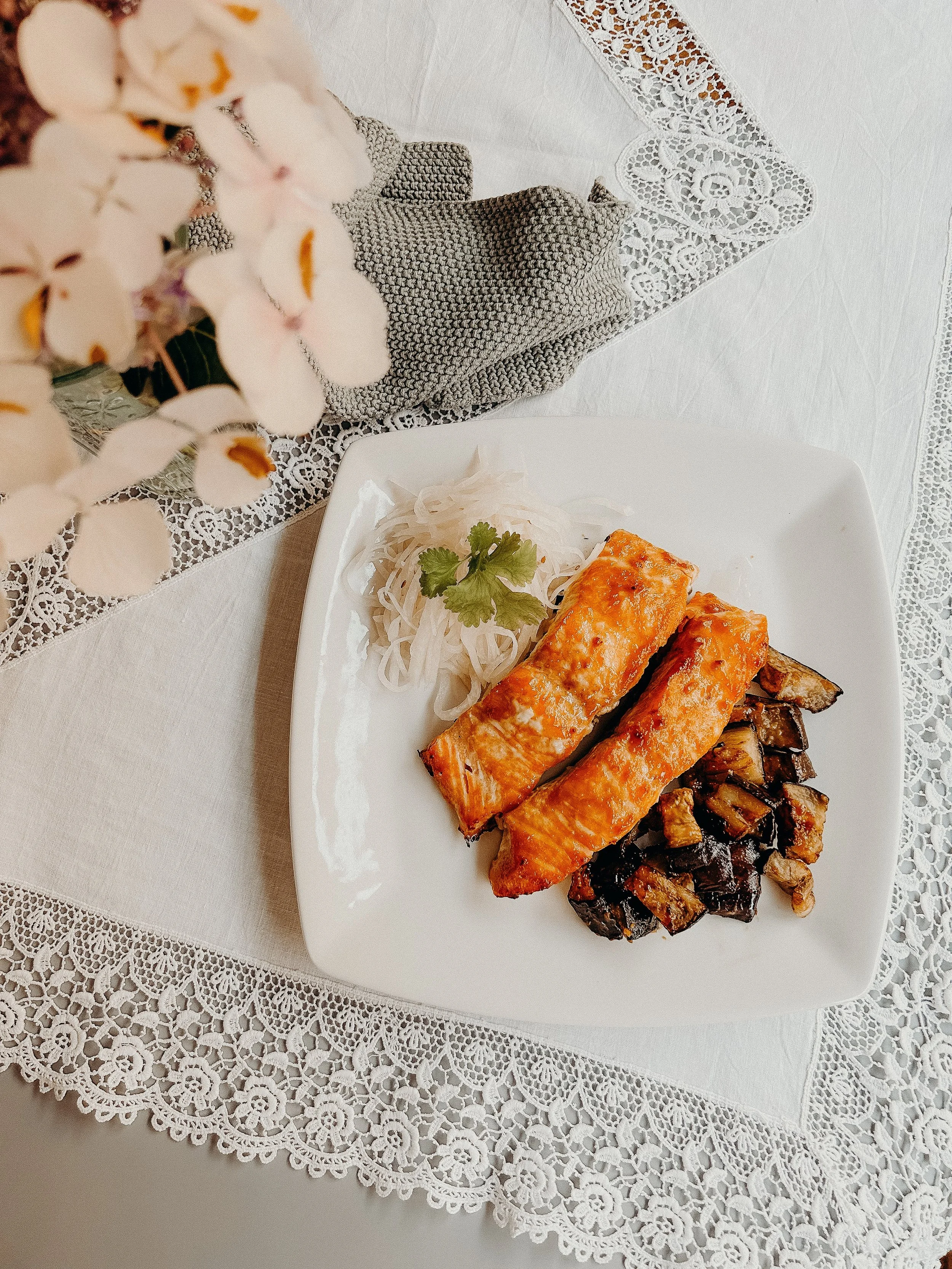 Miso Glazed Salmon and Aubergine with Mooli Salad 2.jpeg