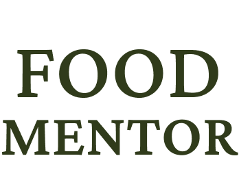 Logo with the words 'Food Mentor' in large, dark green letters