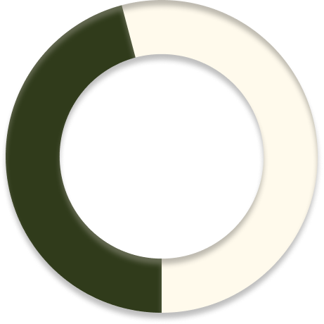 A doughnut chart with a dark green segment and a white segment.