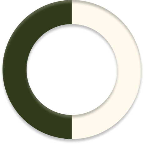 A doughnut chart with a dark green segment and a white segment.