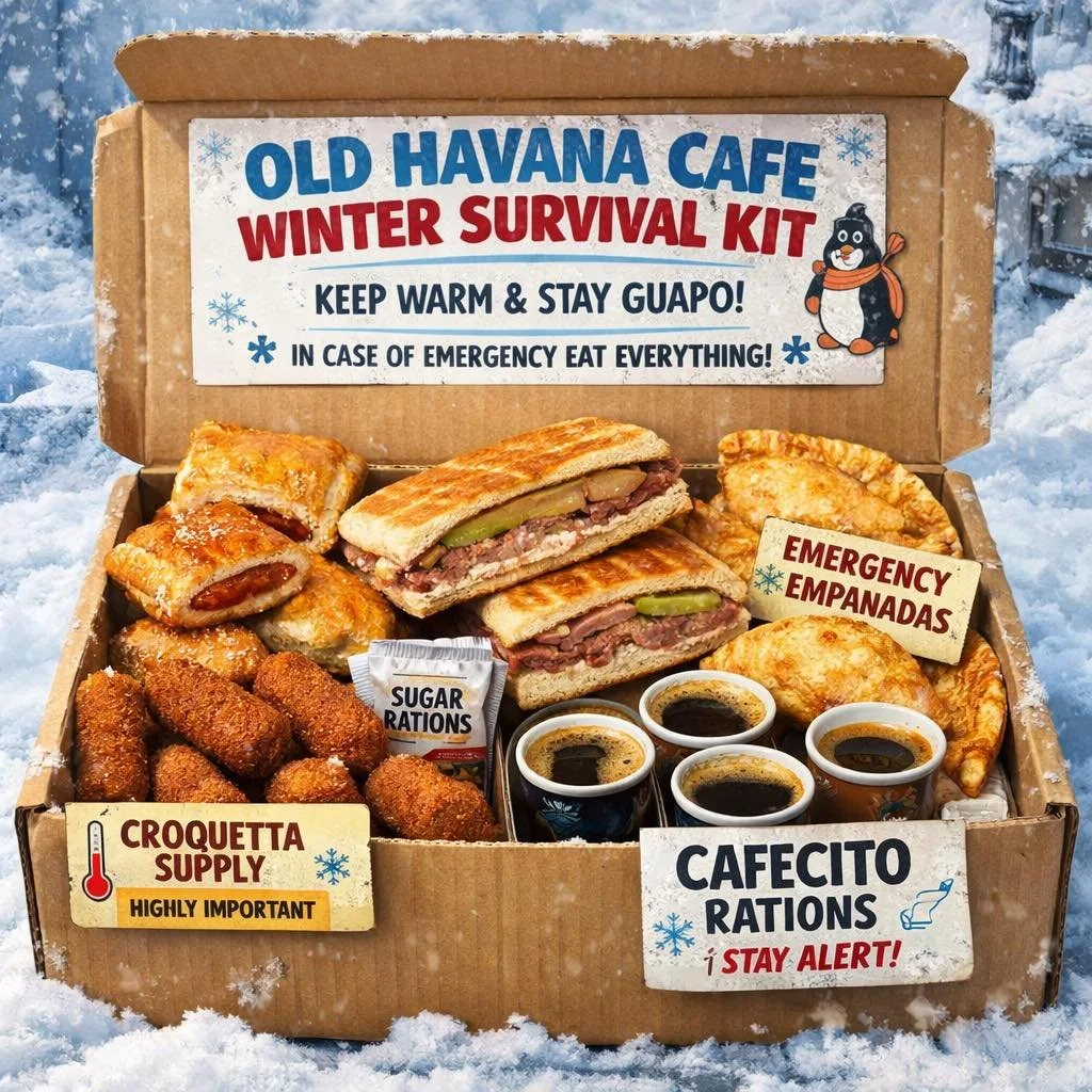BRB&hellip; building a fort out of pastelitos and hiding from winter. 😂

Who&rsquo;s coming with?

#oldhavanacafe #winter2026 #cubancafe