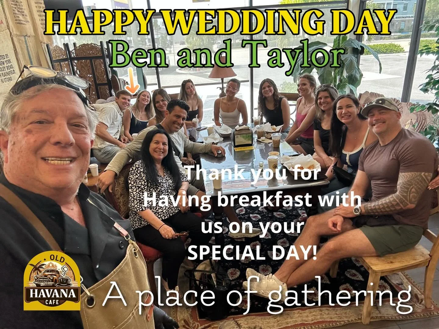 Happy wedding day and thank you for stopping in on your big day!  Like we always prayed for to have a place to share and now we call it &ldquo;A PLACE OF GATHERING&rdquo;