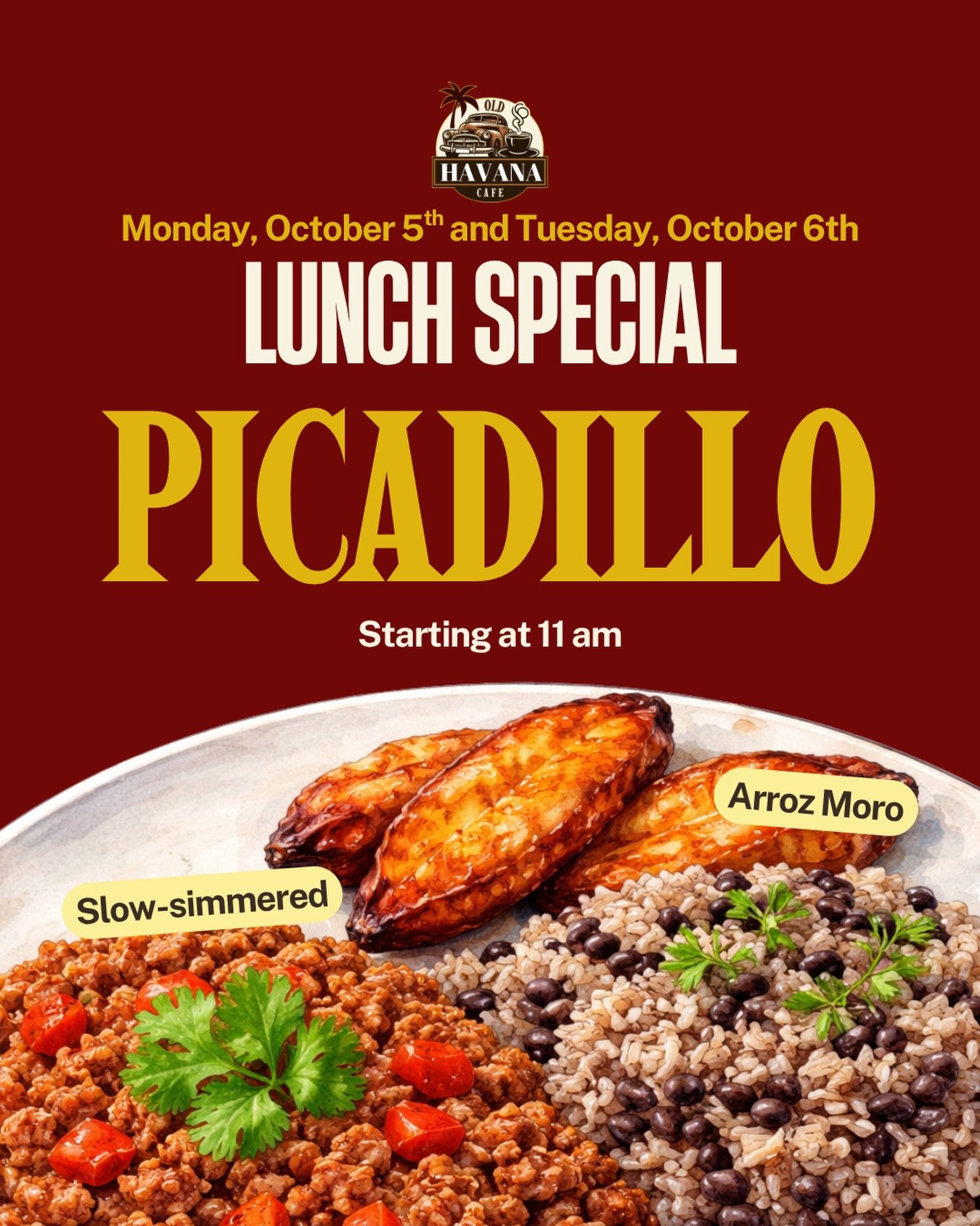 Monday + Tuesday lunch plans = handled.

Our Picadillo Lunch Special is simmering and ready for you! Come hungry, leave happy.

📅 Monday &amp; Tuesday
🍽️ Starting at 11 AM
📍 Old Havana Cafe

#oldhavanacafe #lunchspecial #picadillo #stuartfl #treas