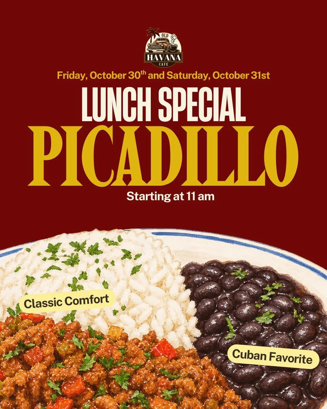 Something delicious is cooking at Old Havana Cafe&hellip; and it&rsquo;s a little spooky! 🧛&zwj;♂️

Forget the tricks, we&rsquo;re serving up TREATS! 😋 Our Picadillo Special is hitting the table just in time for Halloween, and trust us, it&rsquo;s 