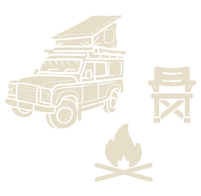 Campement autour d'un feu dans une tente de toit