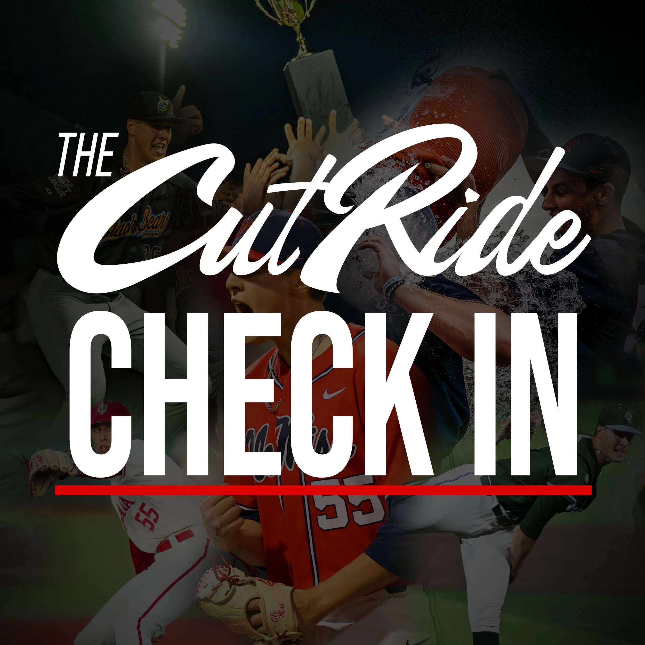 Collage of Baseball mentorship expert Wes Burton pitching and playing with text The CutRide Check In and CutRide logo