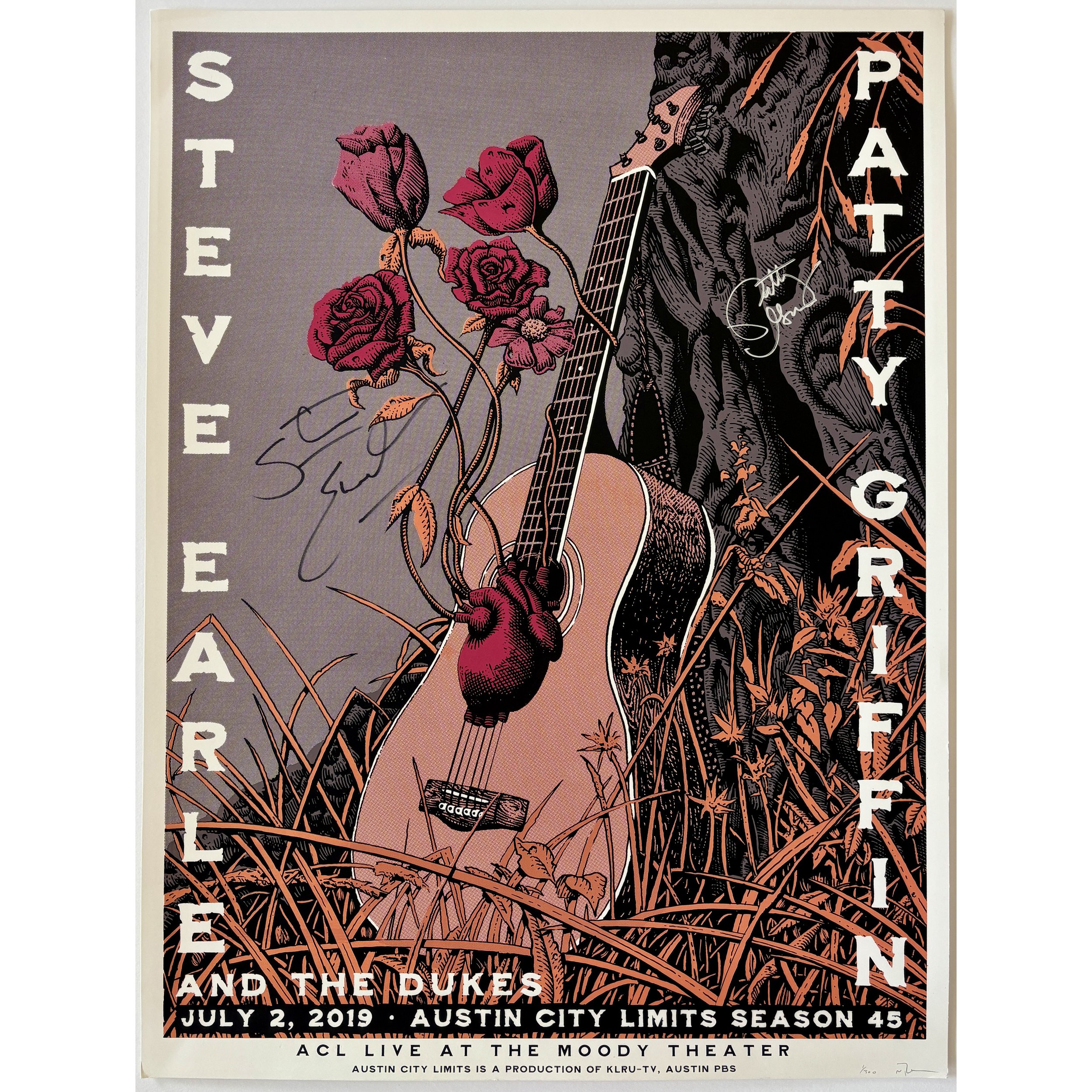 Steve Earle and Patty Griffin - Austin City Limits original poster - Season 45 - Signed