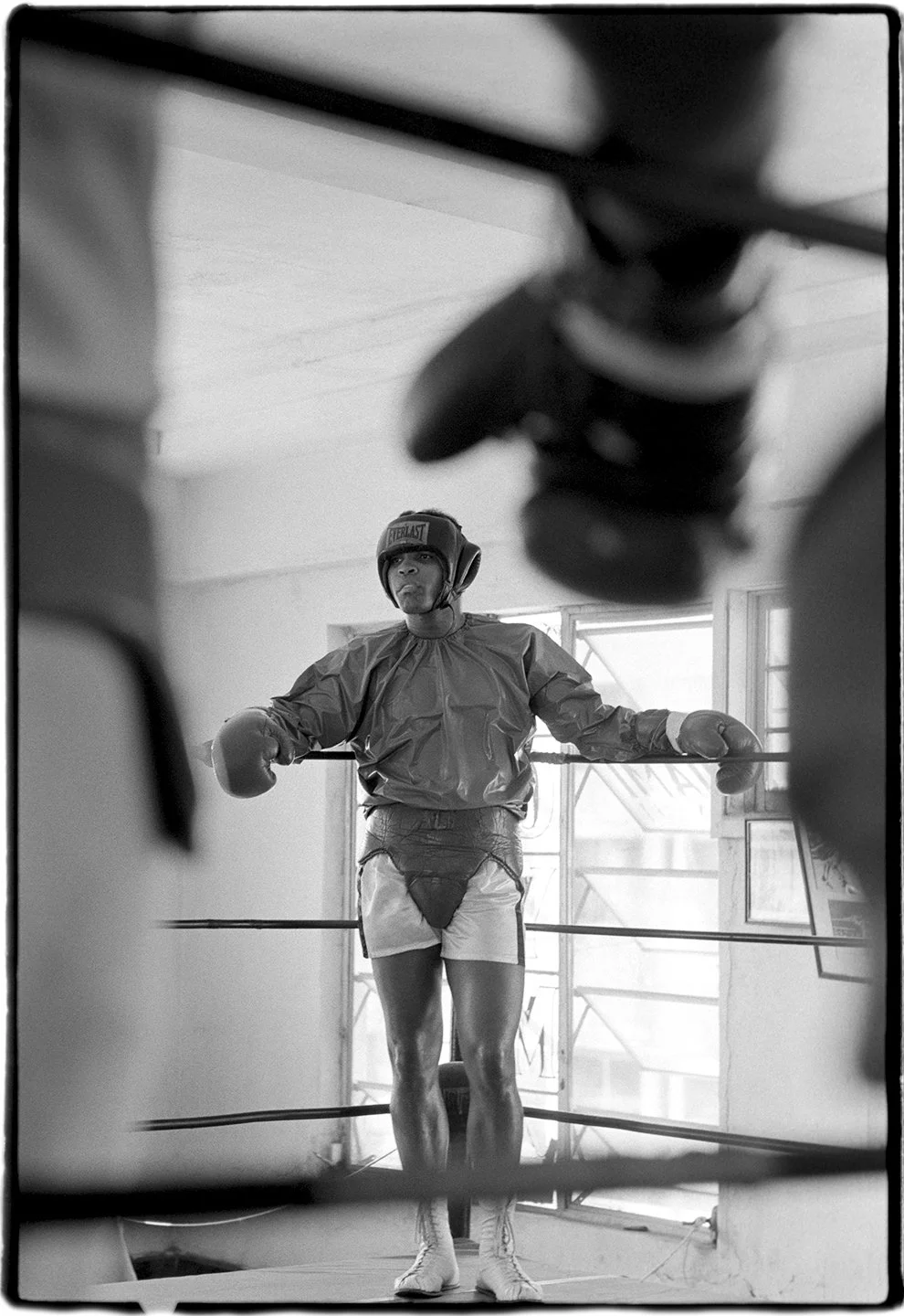 Muhammad Ali in training gear by Al Satterwhite, 1971