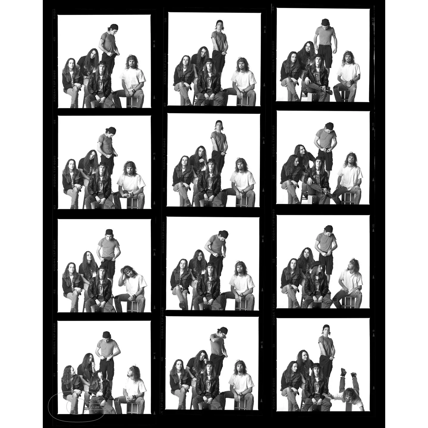 Pearl Jam Contact Sheet Print 1991 by Chris Cuffaro