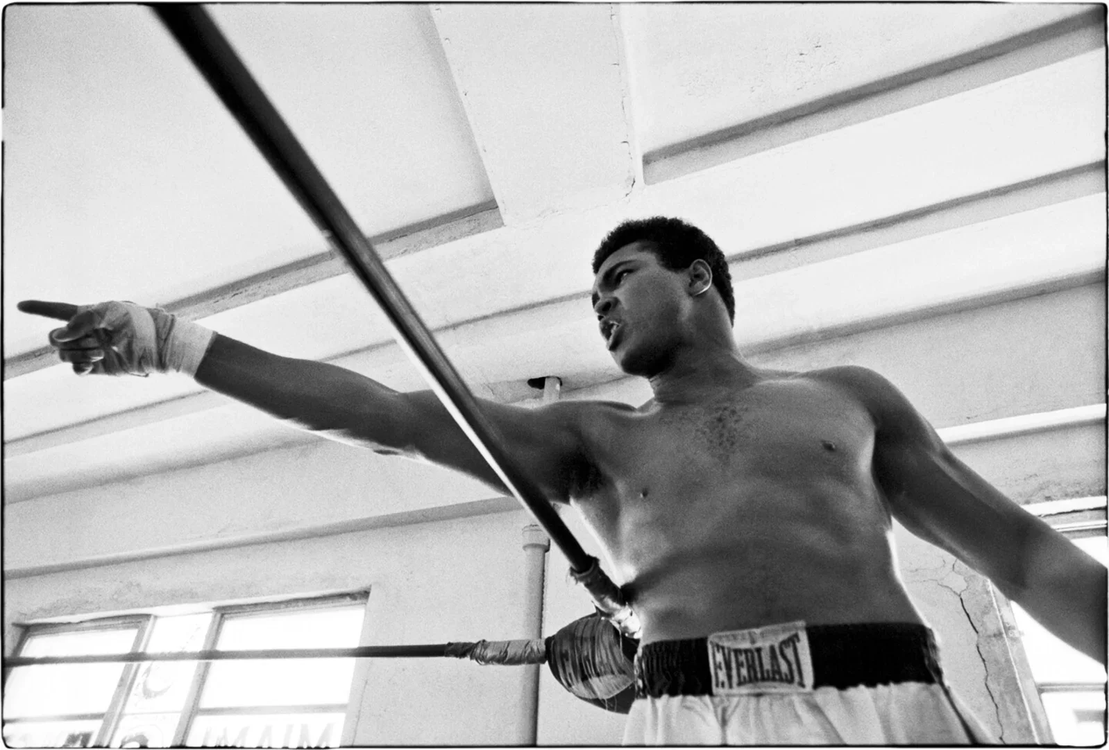 Muhammad Ali, gym boxing ring, Al Satterwhite, 1971