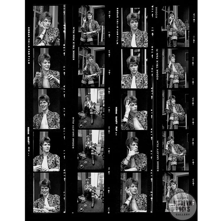 David Bowie 1972 Contact Sheet Print by Barrie Wentzell