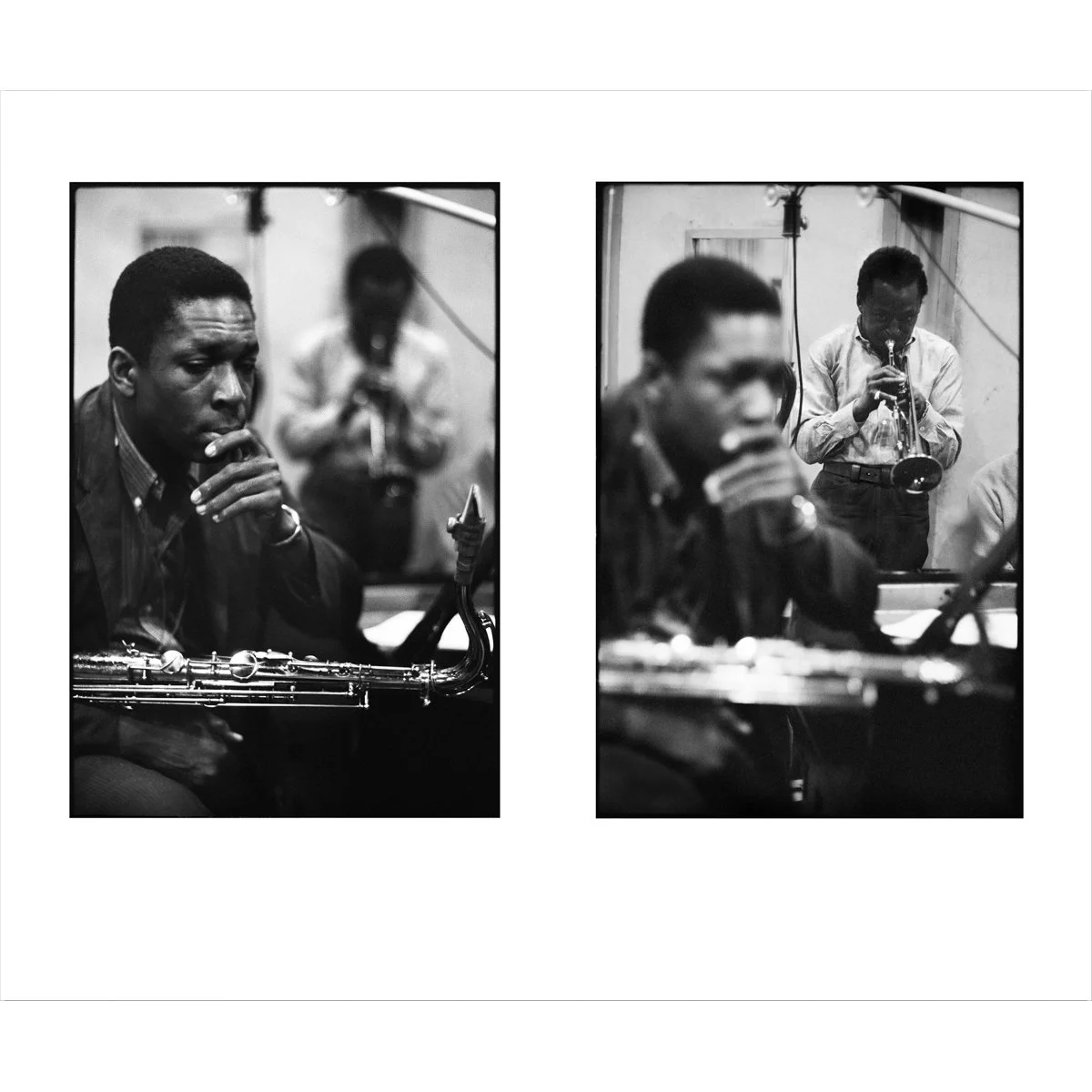 John Coltrane and Miles Davis diptych, NYC, 1959 by Don Hunstein