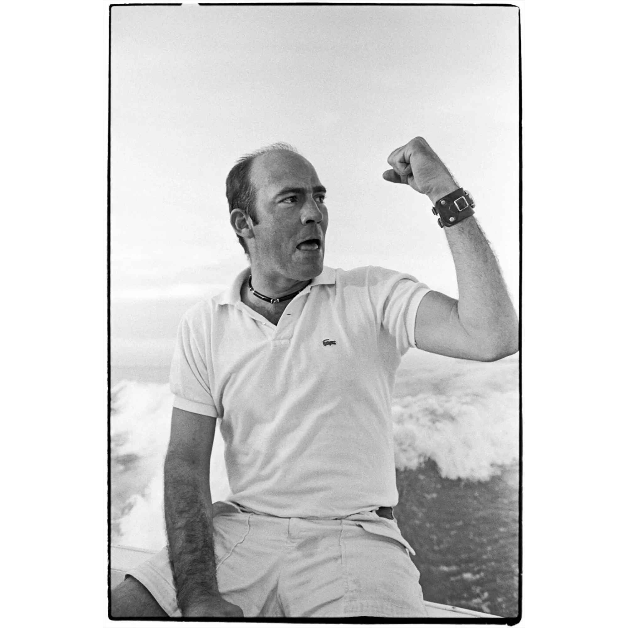 Hunter S Thompson on a boat, Al Satterwhite, 1974