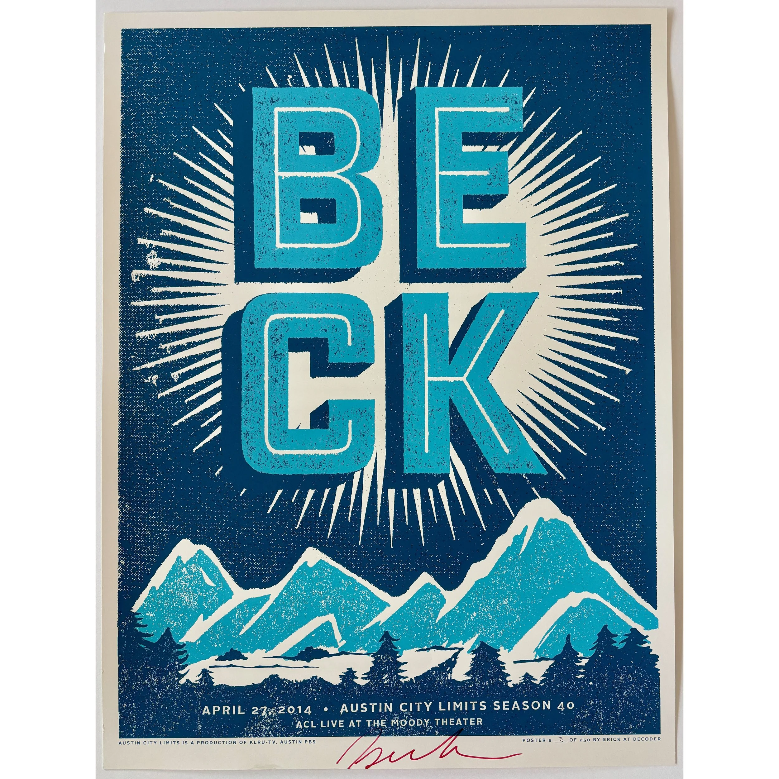 Beck - Austin City Limits original poster - Season 40 - Signed by Beck