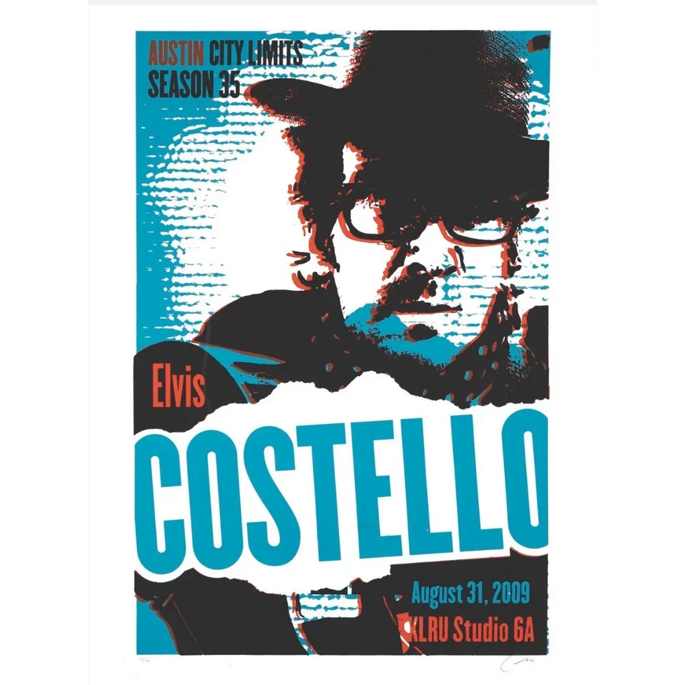 Elvis Costello - Austin City Limits original poster - Season 35 - August 2009