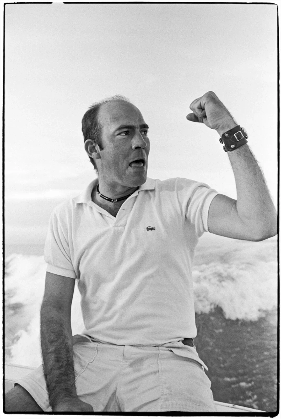 Hunter S. Thompson on a boat, Al Satterwhite, 1974
