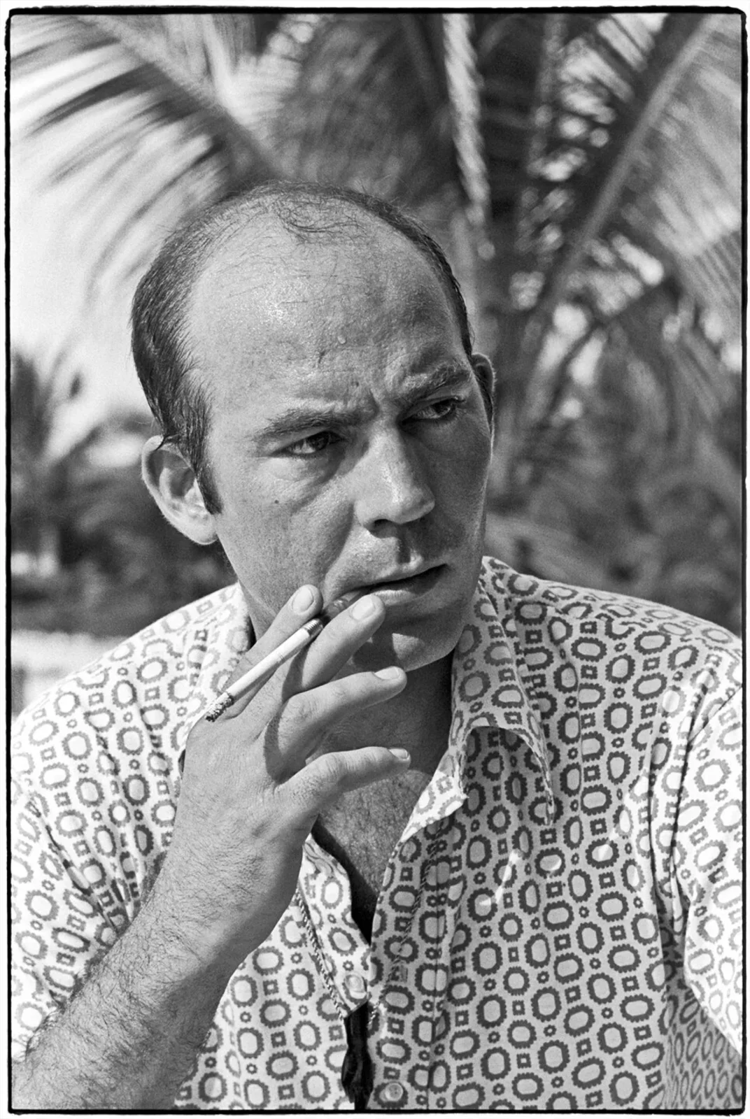 Hunter S. Thompson, black and white portrait, Al Satterwhite, 1974