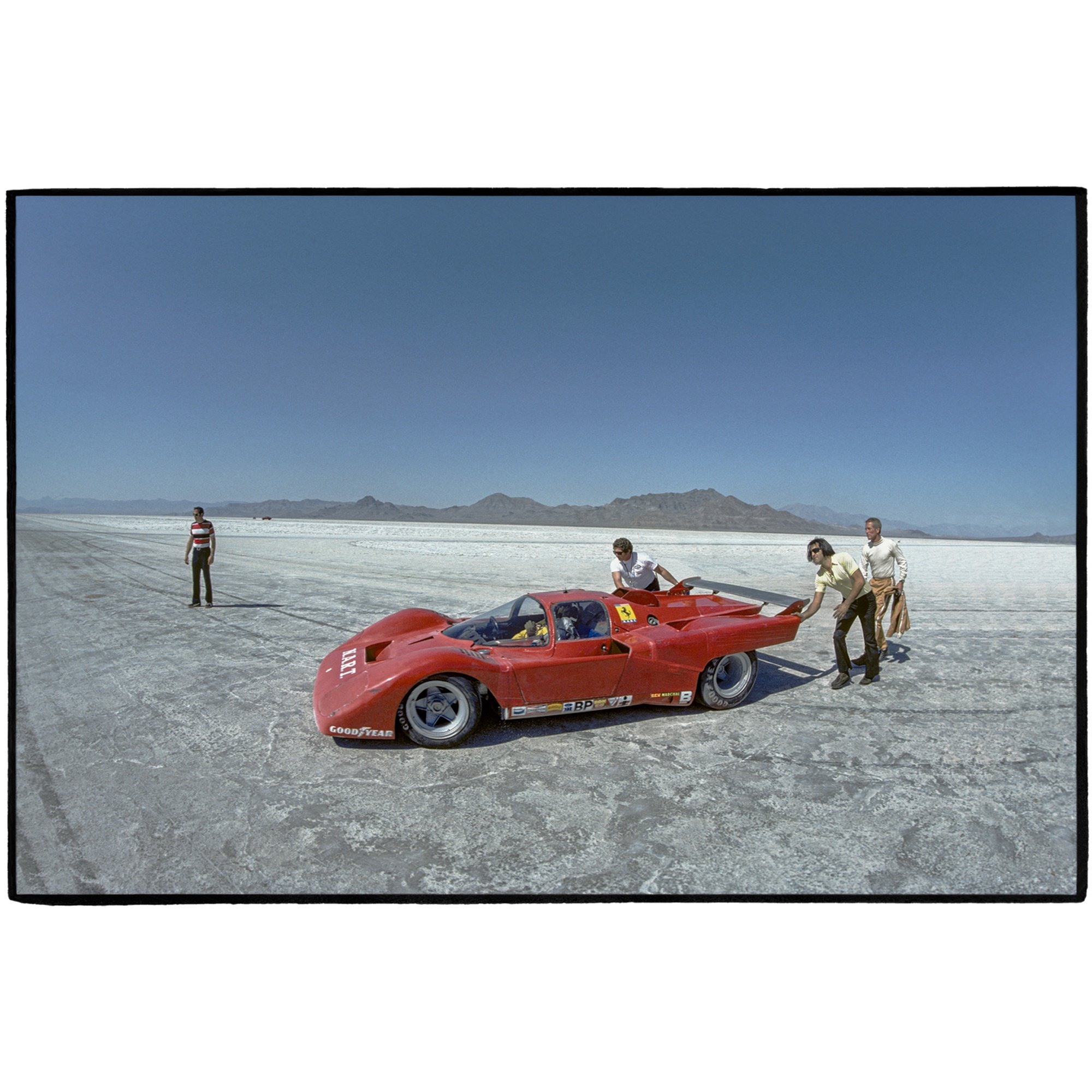 Paul Newman in red Ferrari, Al Satterwhite, 1974