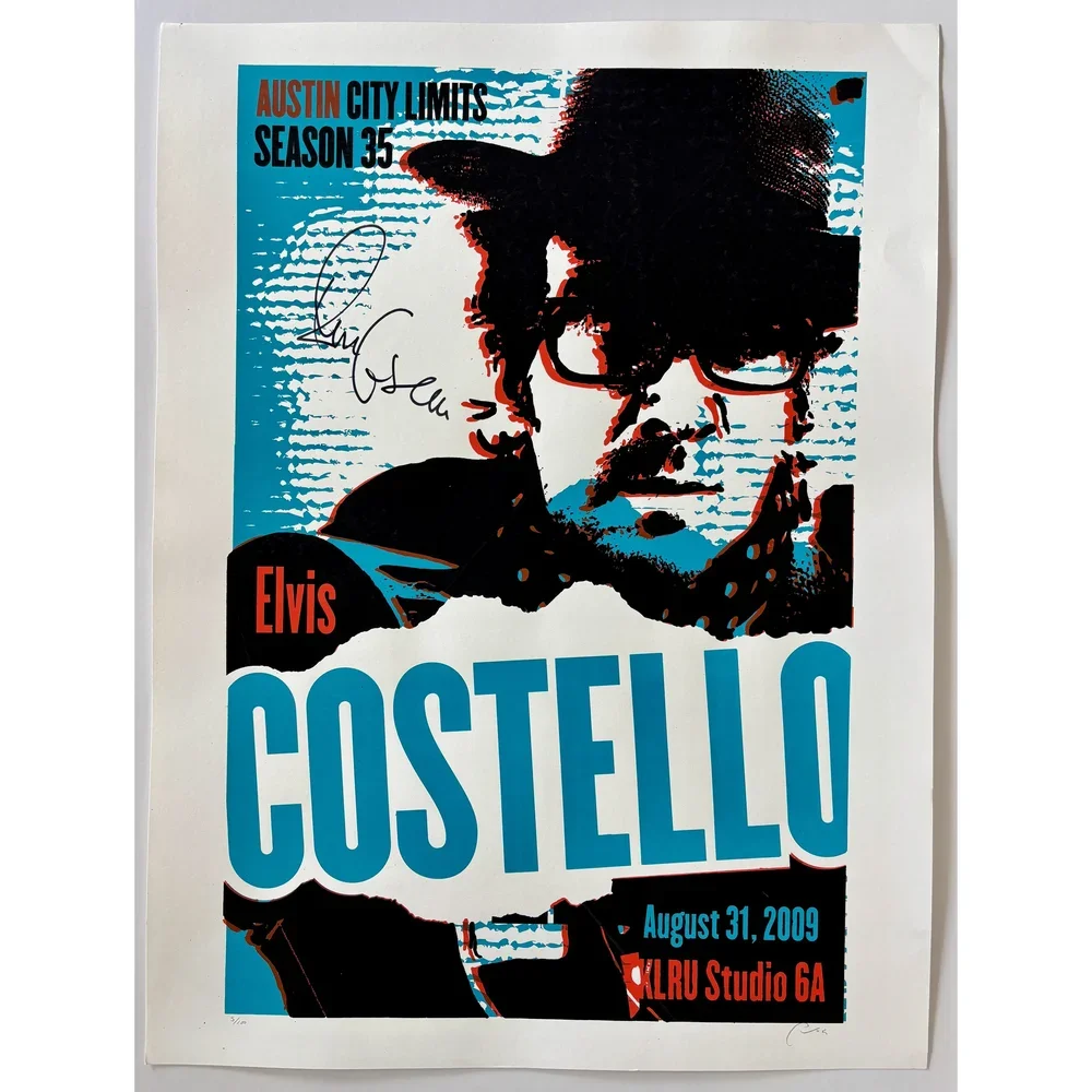 Elvis Costello - Austin City Limits original poster - Season 35 - Signed by Elvis Costello