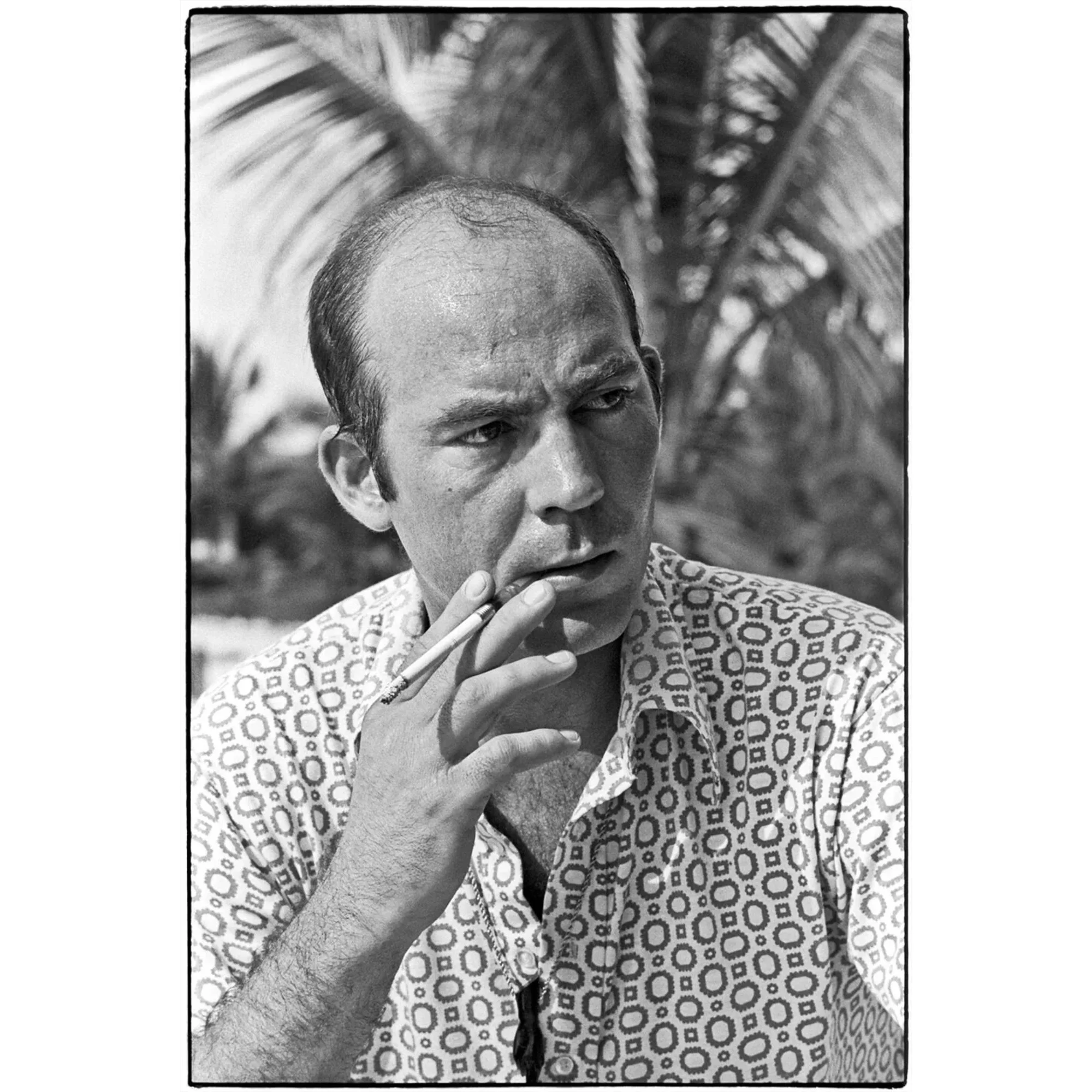 Hunter S Thompson, black and white portrait, Al Satterwhite, 1974