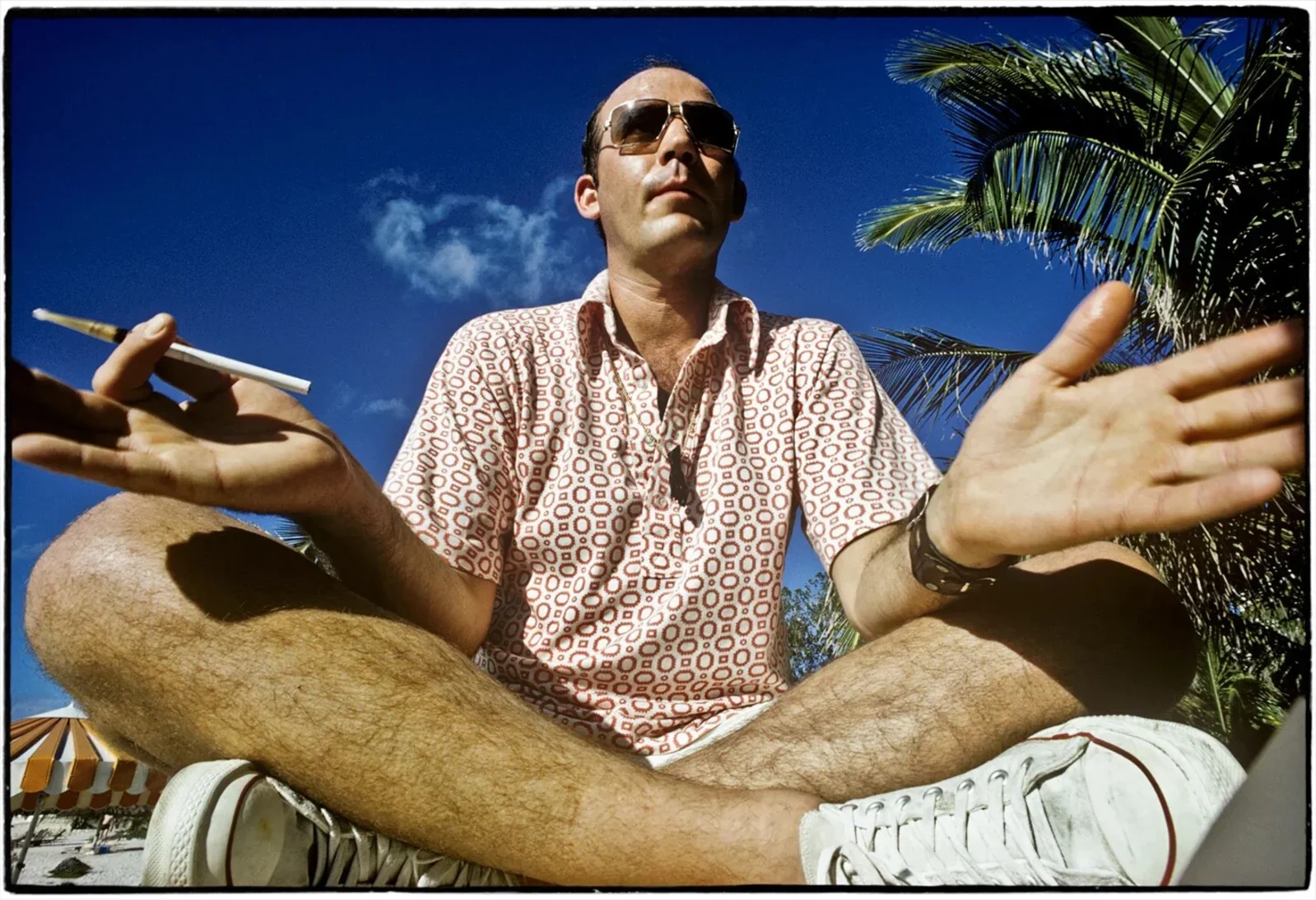 Hunter S. Thompson in color, close-up, Mexico, Al Satterwhite, 1974