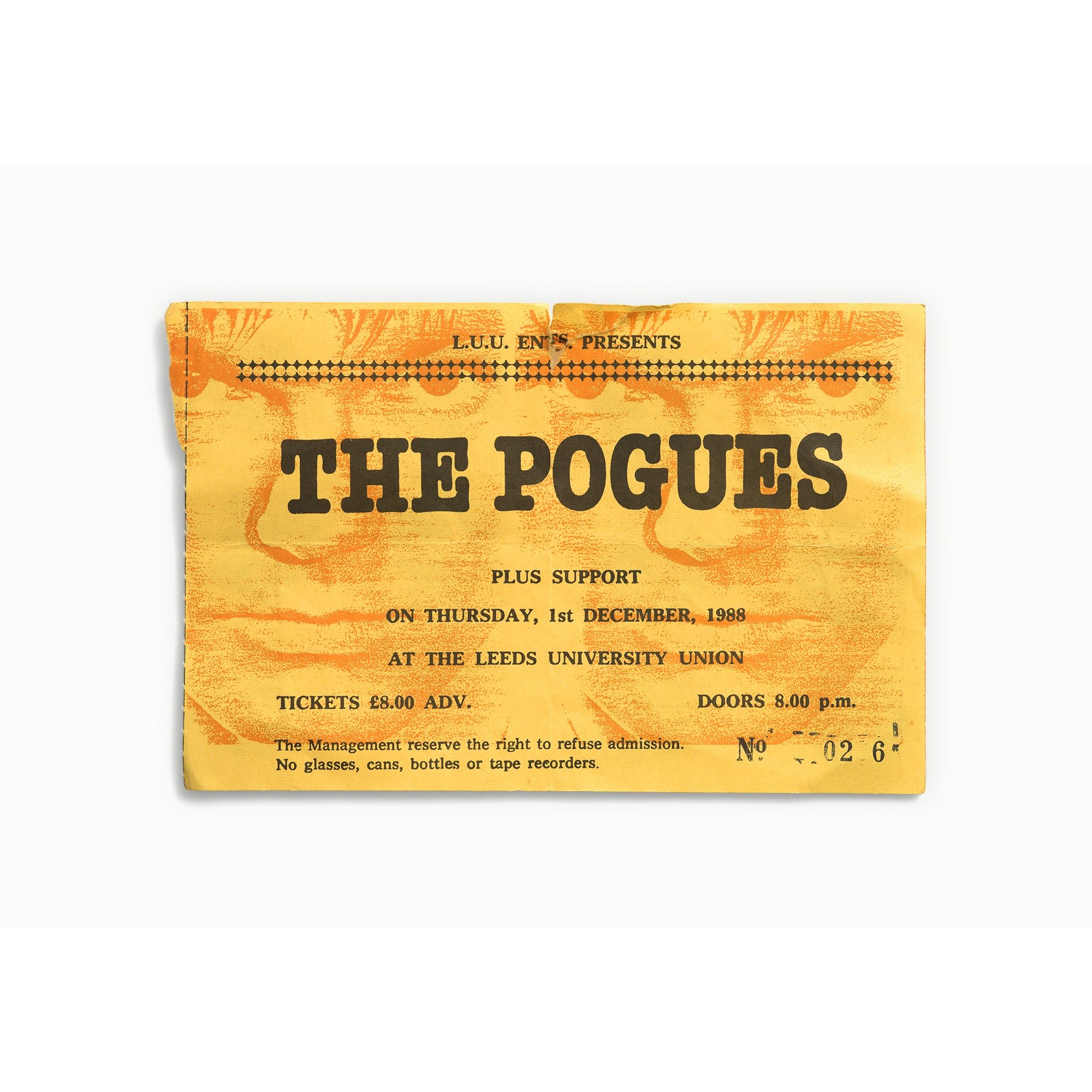 TICKETS PLEASE BY BLAISE HAYWARD - The Pogues, 1988