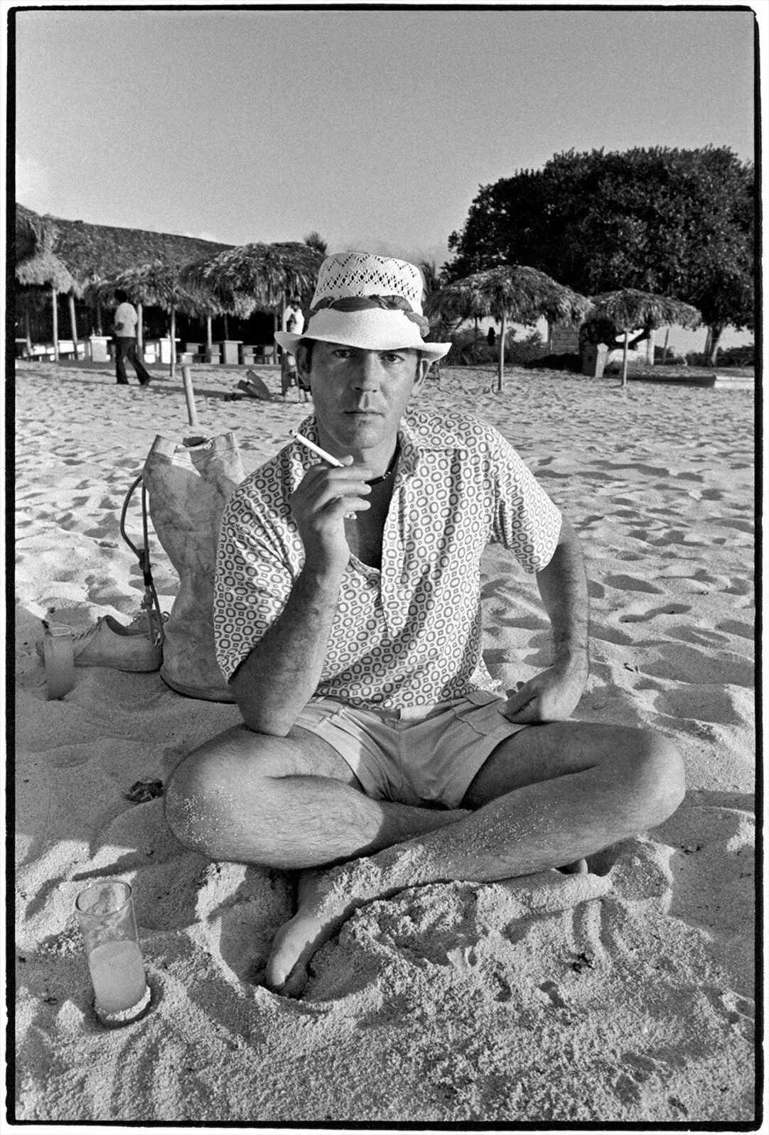 Hunter S. Thompson in the sand, Al Satterwhite, 1974
