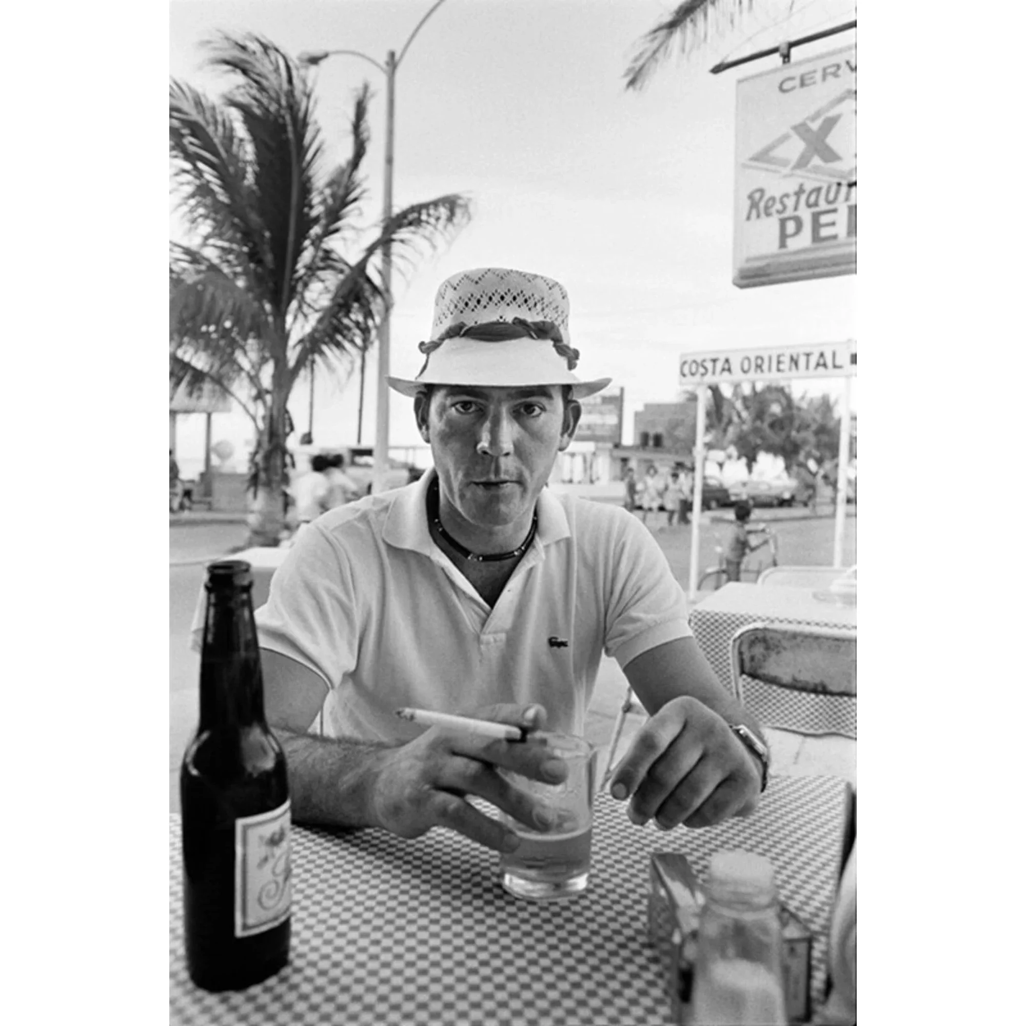 Hunter S Thompson, beer and cigarette, Al Satterwhite, 1974