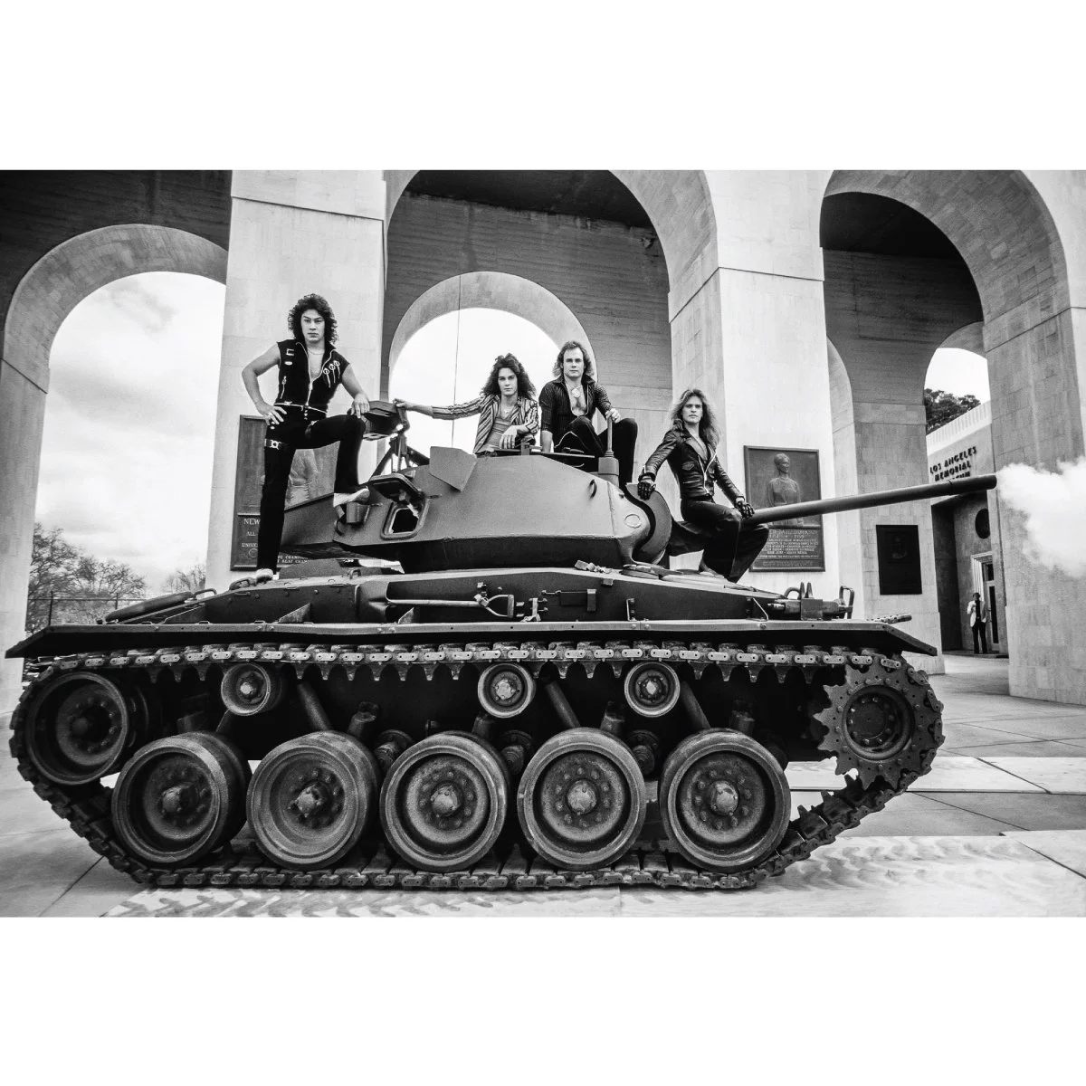 Van Halen with a tank by Lynn Goldsmith.