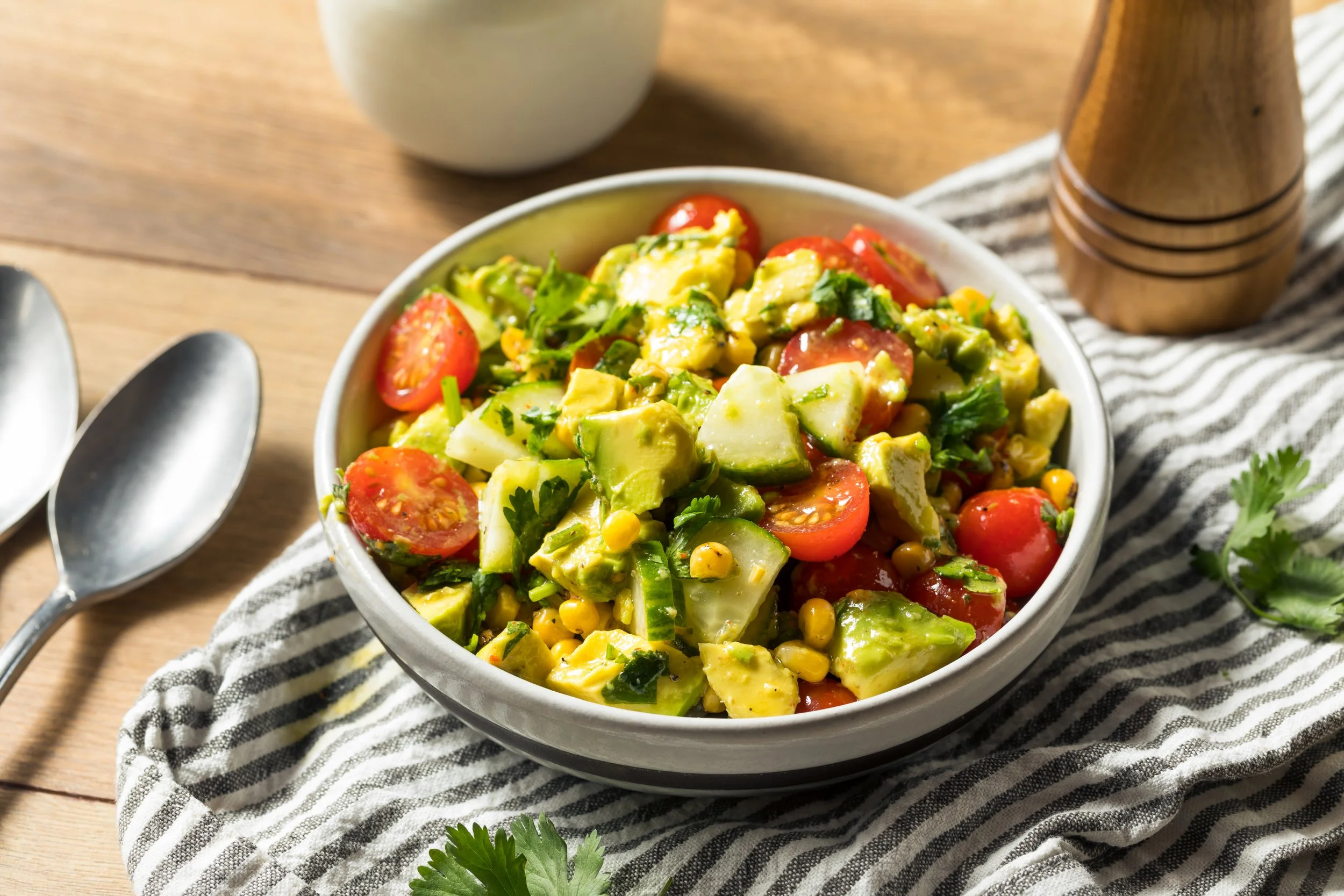 Grilled Corn, Tomato, Avocado &amp; Cucumber Salad