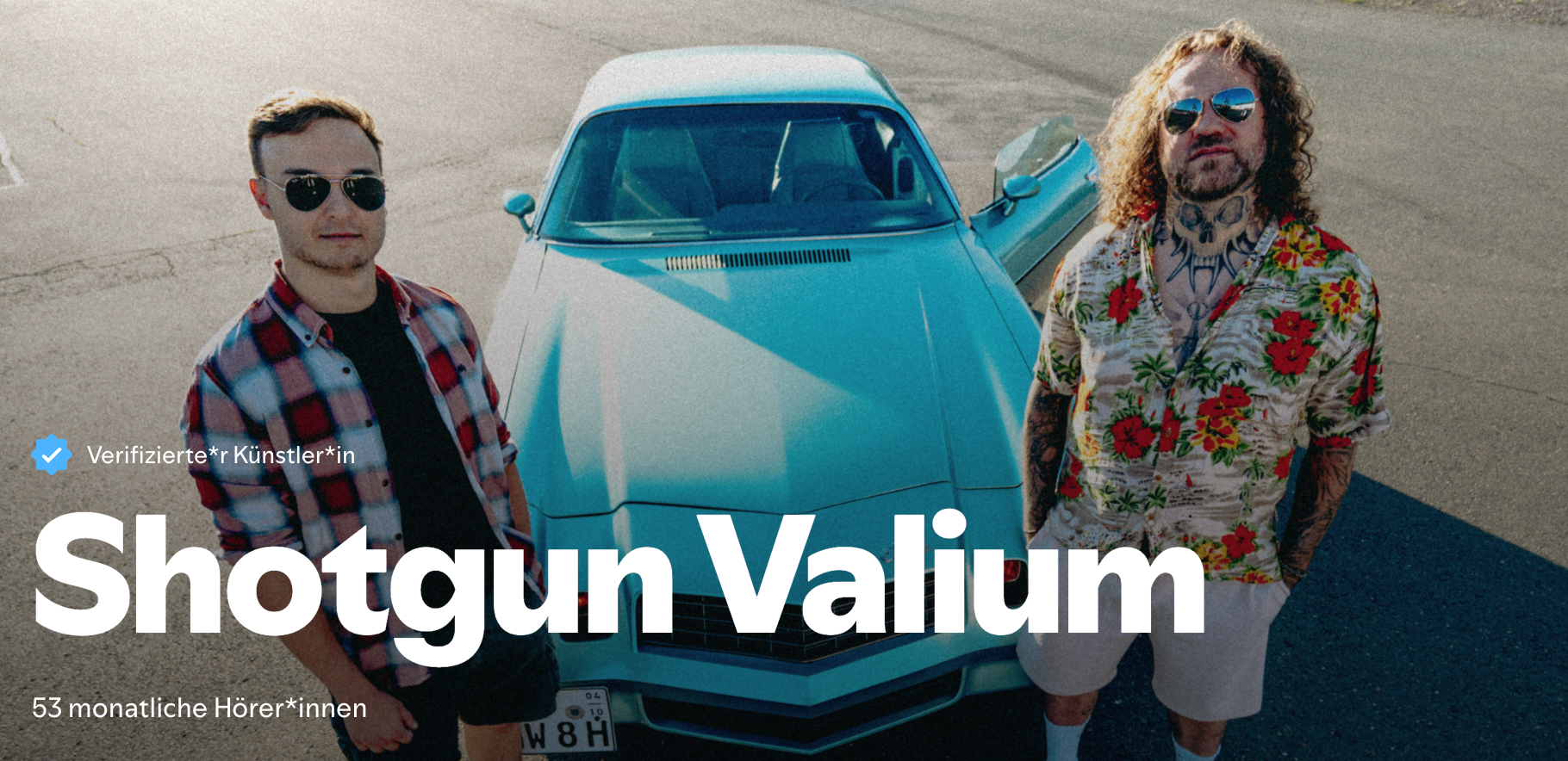 Ein Spotifyeintrag der Band Shotgun Valium mit dem neuen Header Foto feat. Denny Waldner und Marcel Sänger