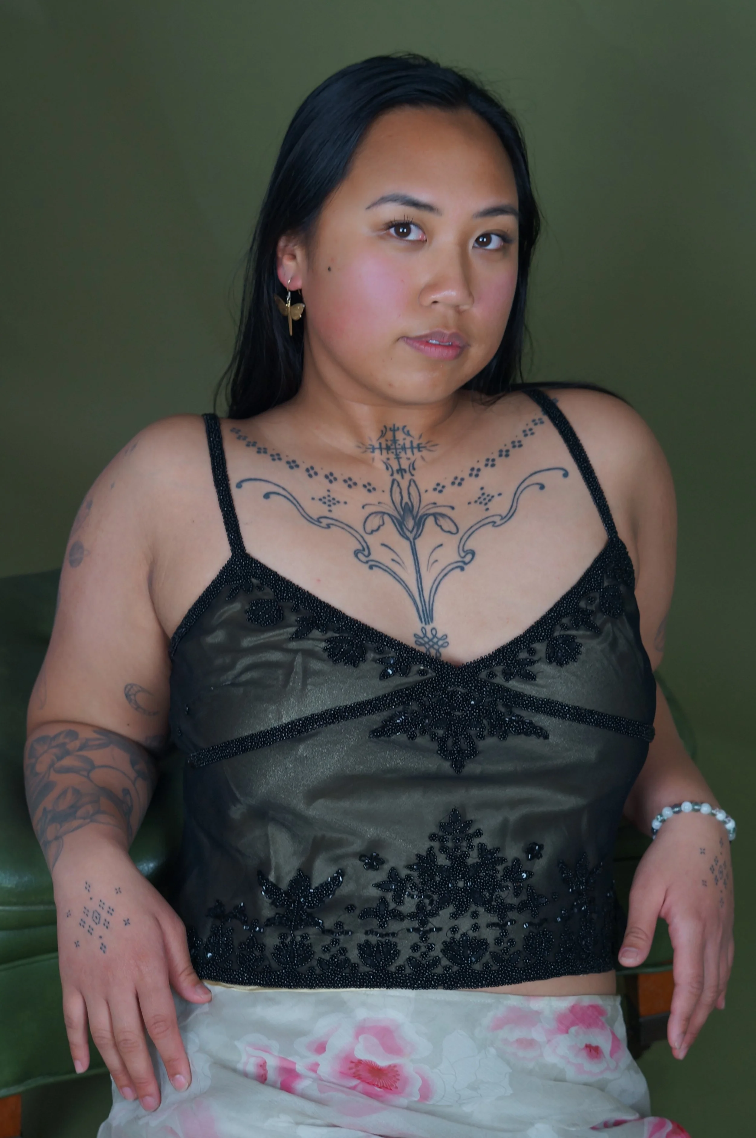 Black Beaded Blouse (pure silk) • $85