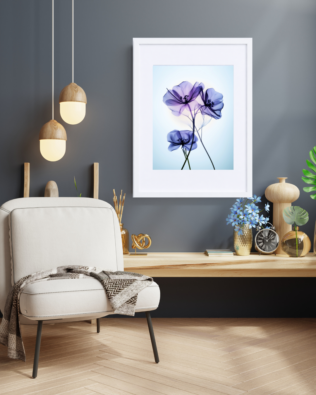 Botanical Floral Wall Art Print 16x20 — Framed