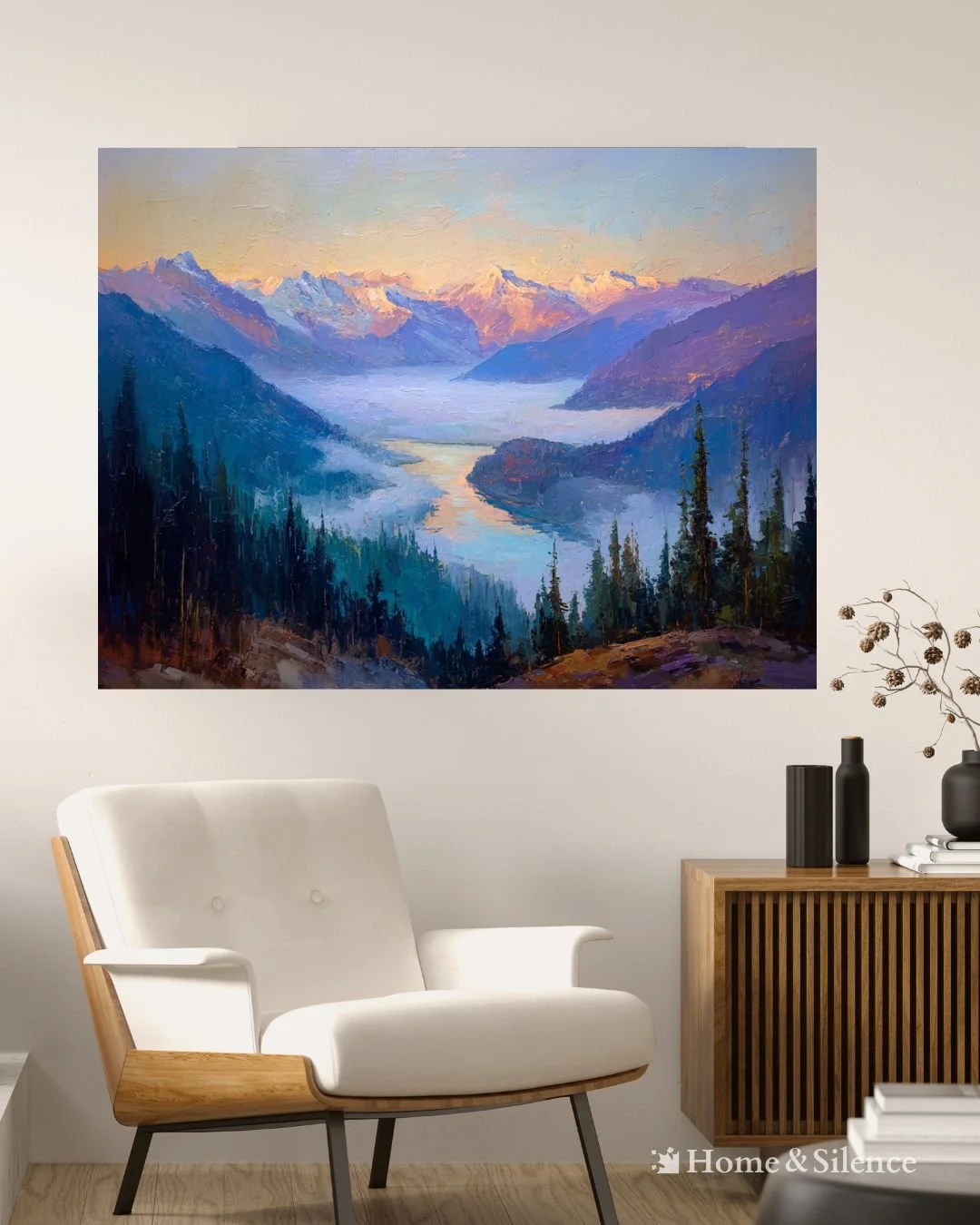 Mountain Glow — Oil Painting Wall Art | Printable Art